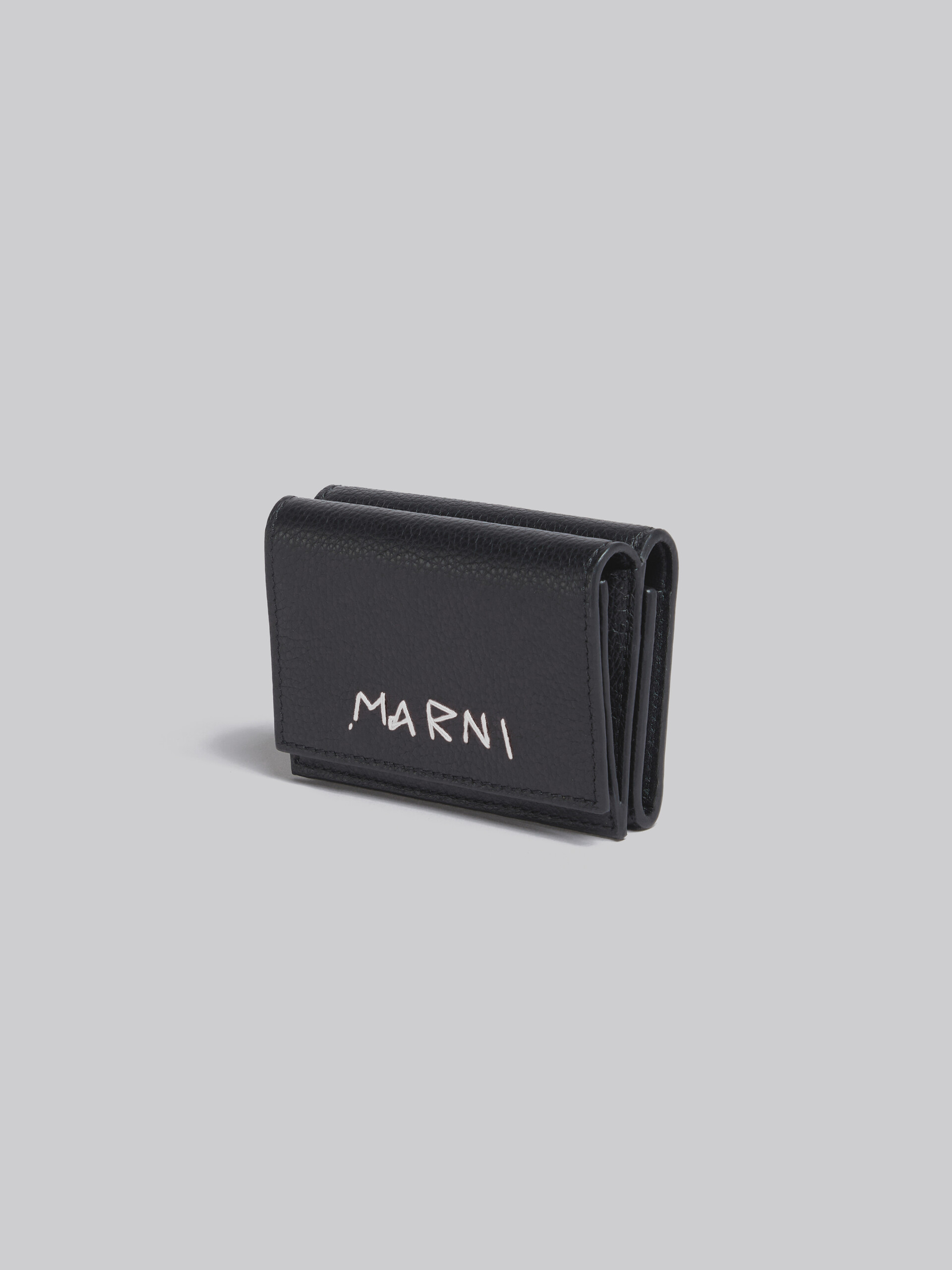 Black leather trifold wallet with Marni mending - Wallets - Image 4