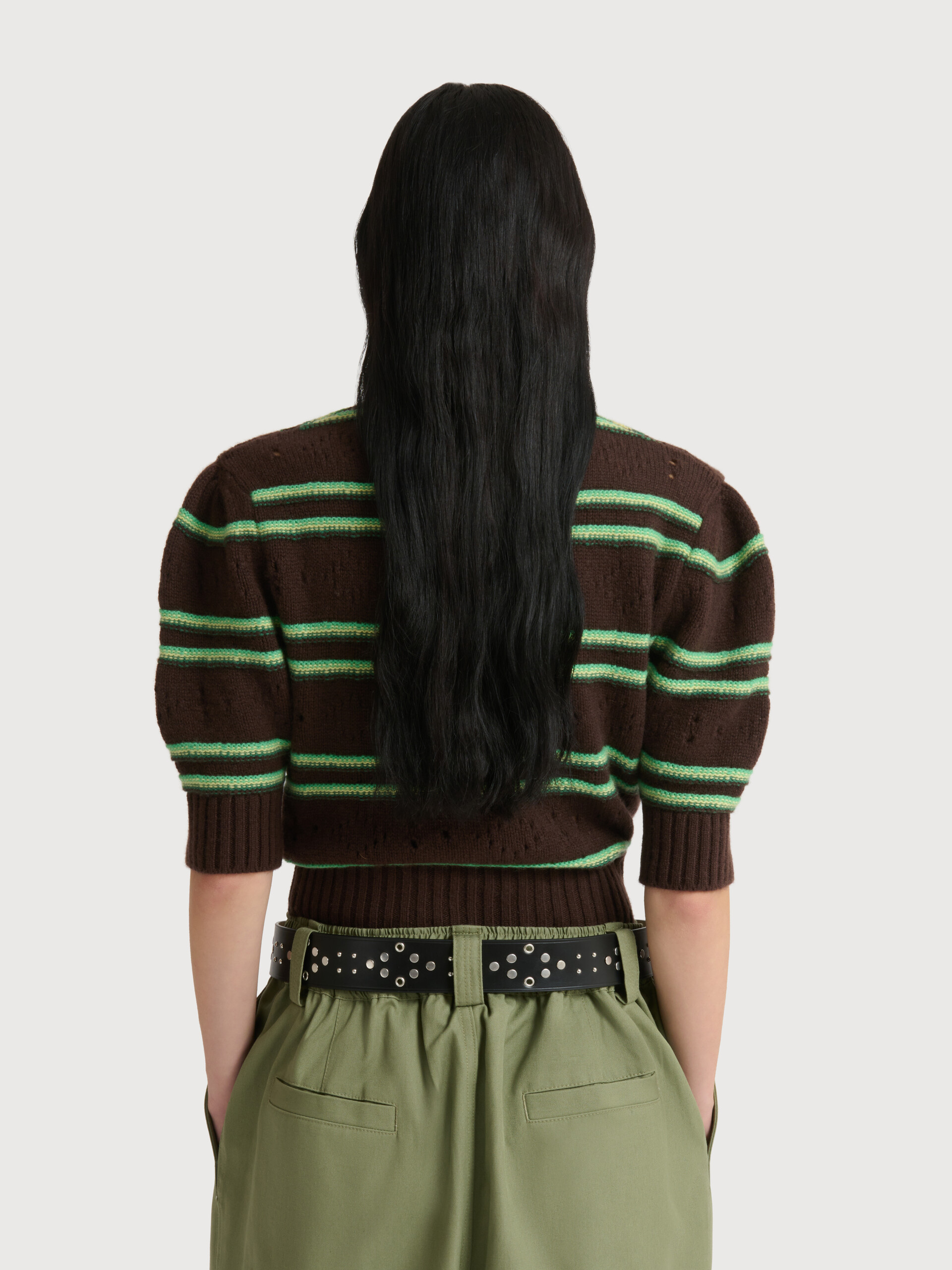 Brown cashmere jumper with openwork knit - Pullovers - Image 4