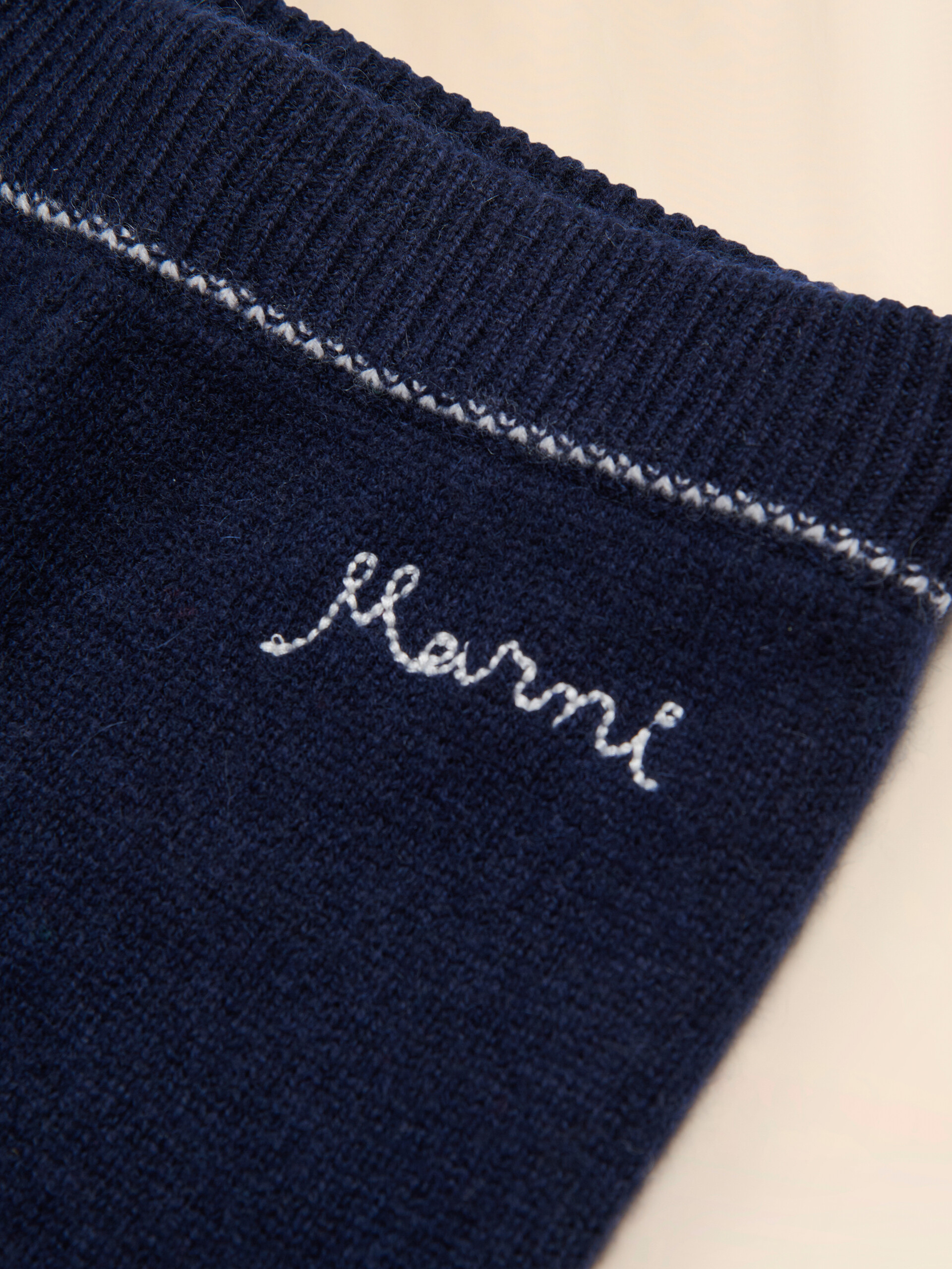 Deep blue wool-cashmere pants with logo - Pants - Image 4