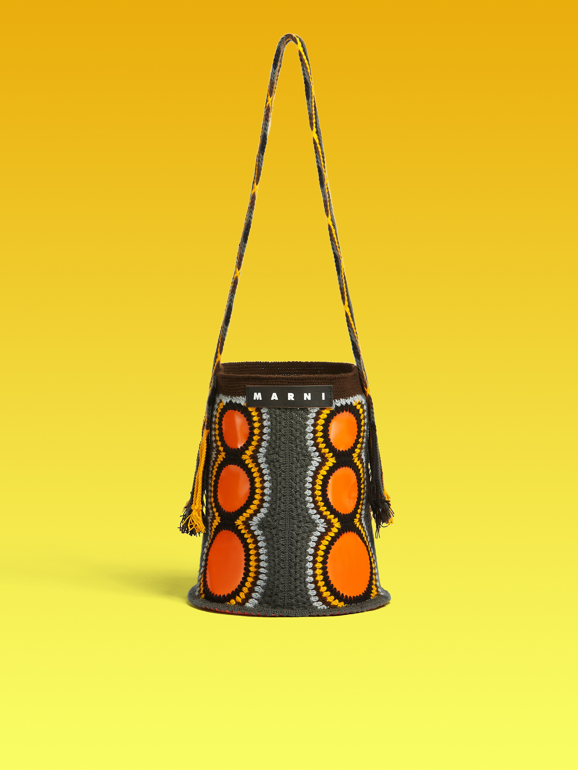 MARNI MARKET bag in green and orange technical wool - Bags - Image 1