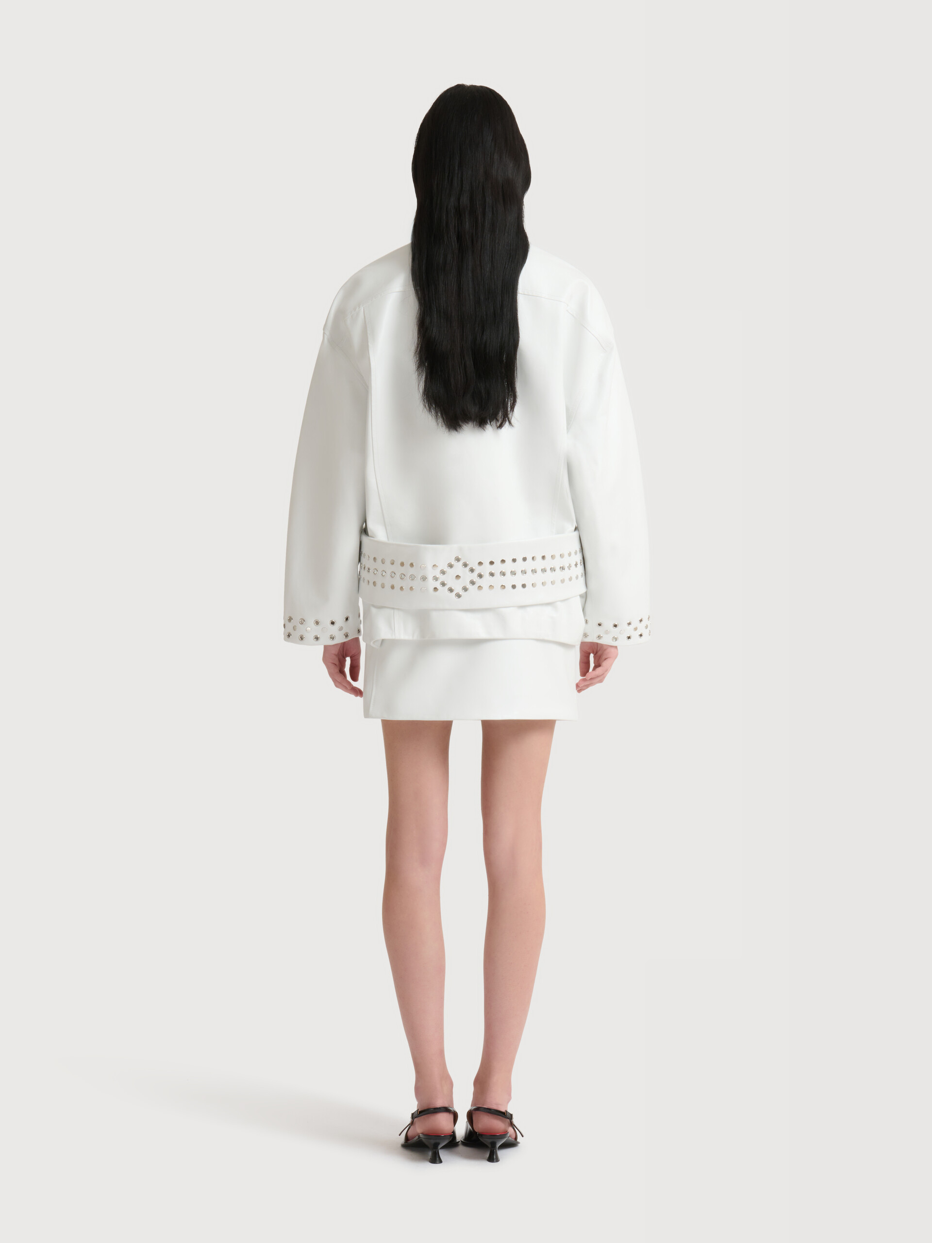 Brown leather mini skirt with studs - Skirts - Image 4