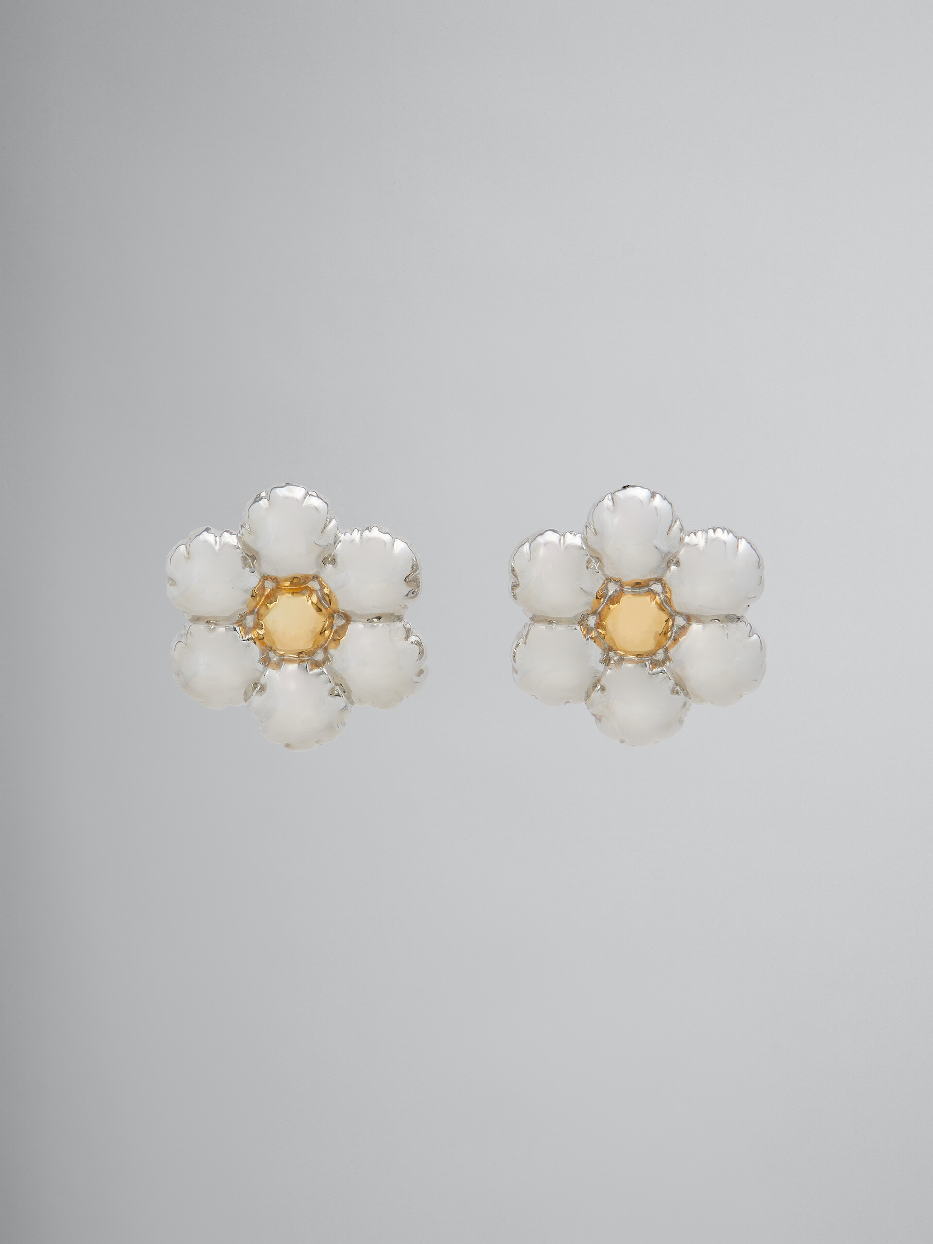 Puffy flower metal earrings - Earrings - Image 1