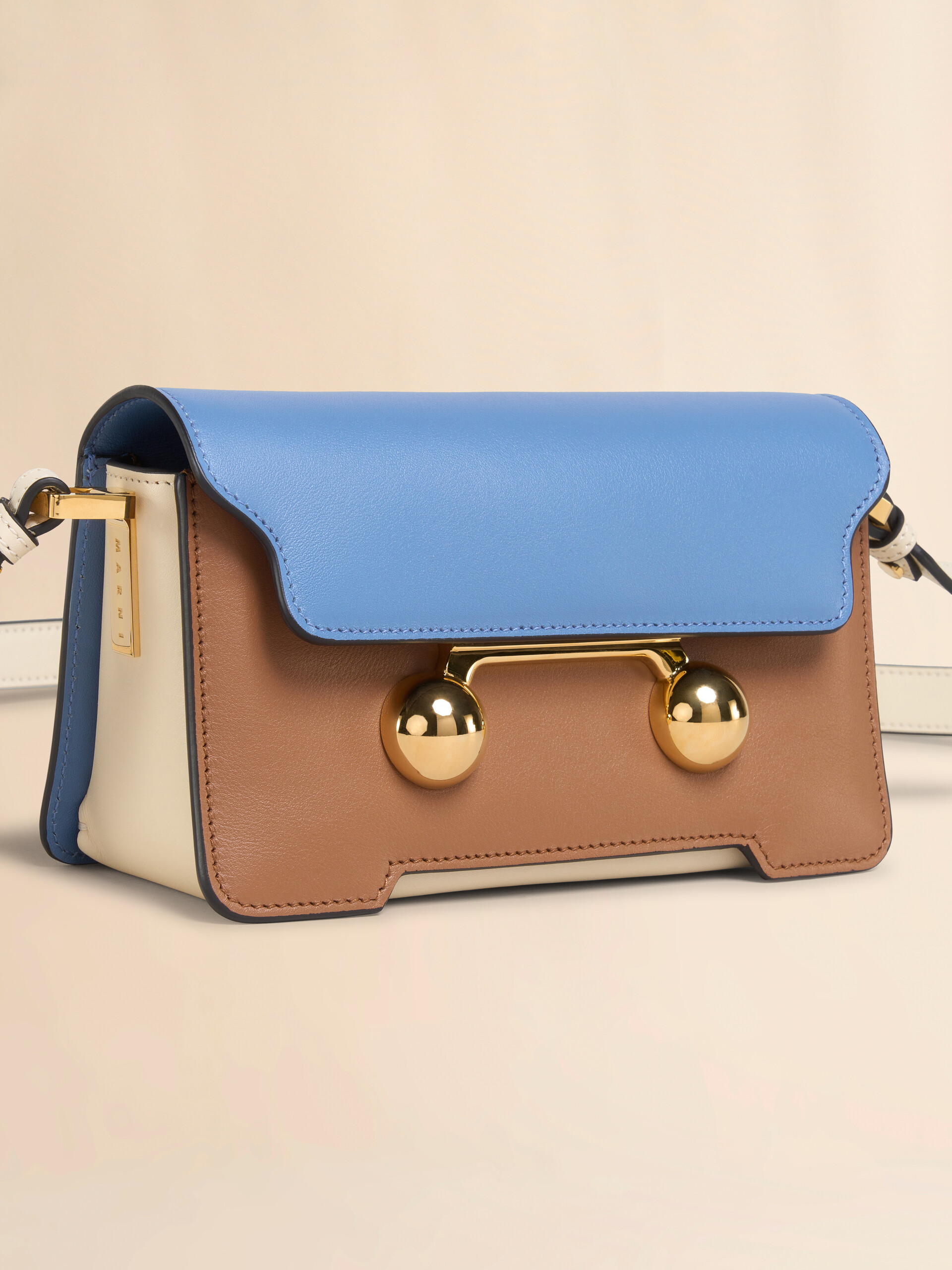 Blue, beige and light blue leather Trunkaroo Mini shoulder Bag - Shoulder Bags - Image 4
