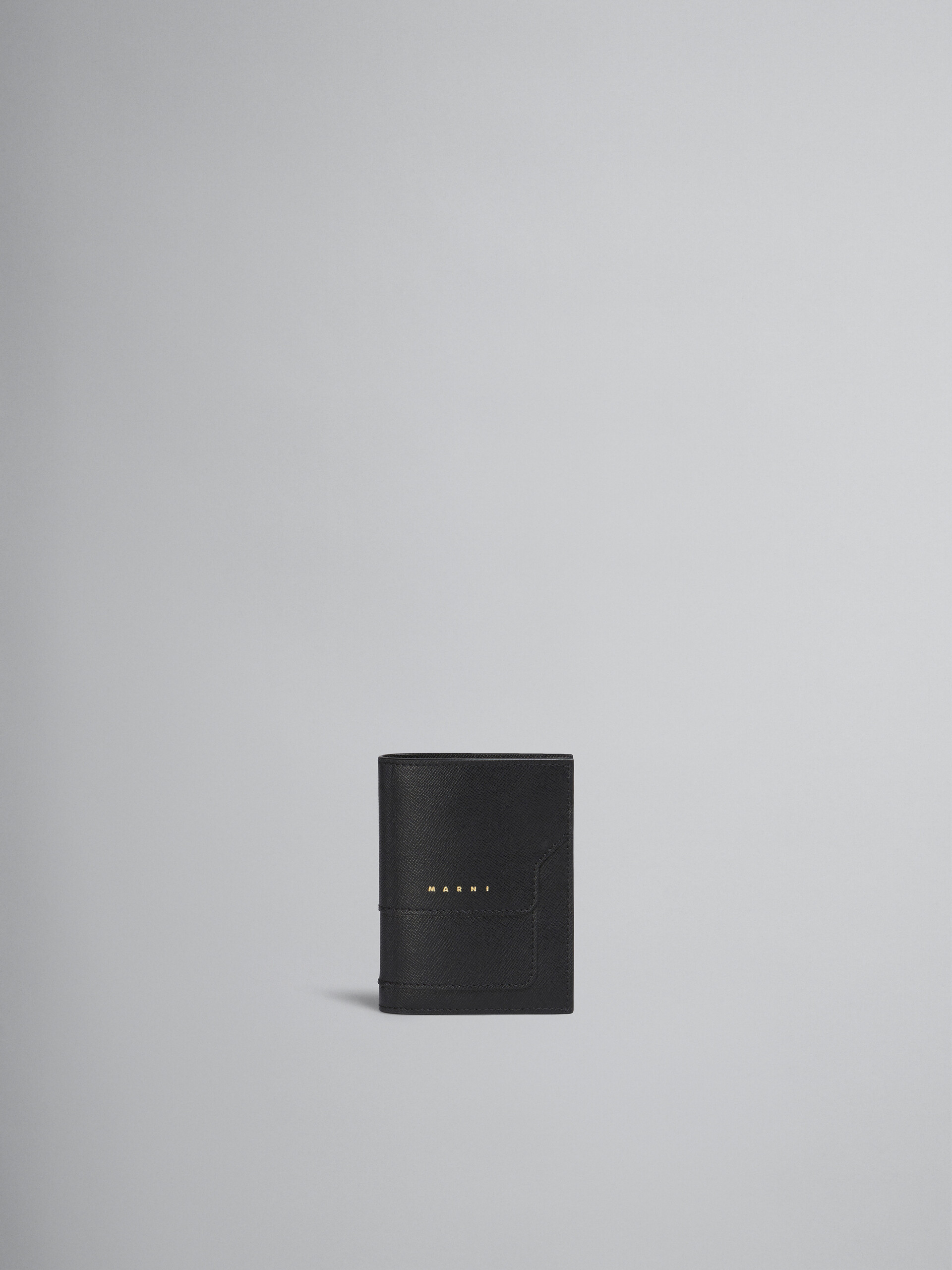 Schwarze Faltbrieftasche aus Saffianleder - Brieftaschen - Image 1