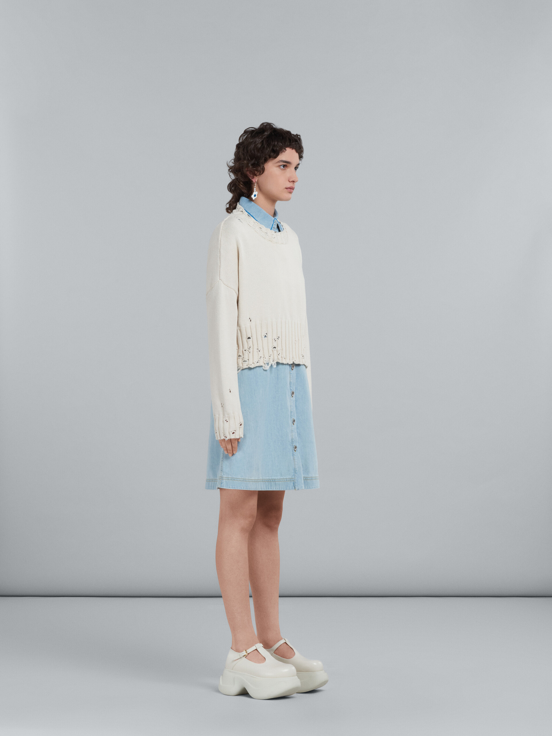 Light blue chambray dress with embroidery - Dresses - Image 6