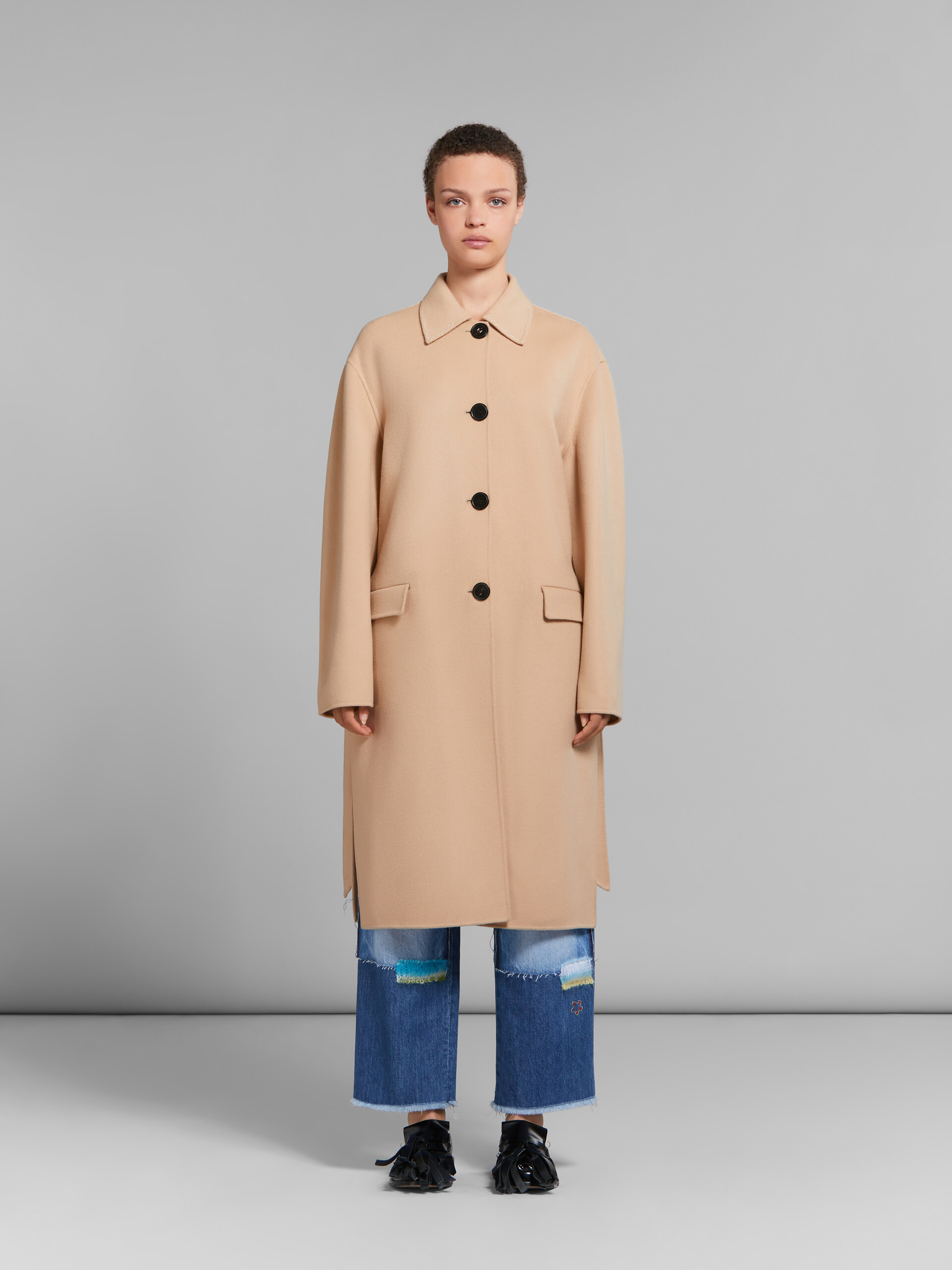 Camel wool and cashmere trench coat - Coats - Image 2