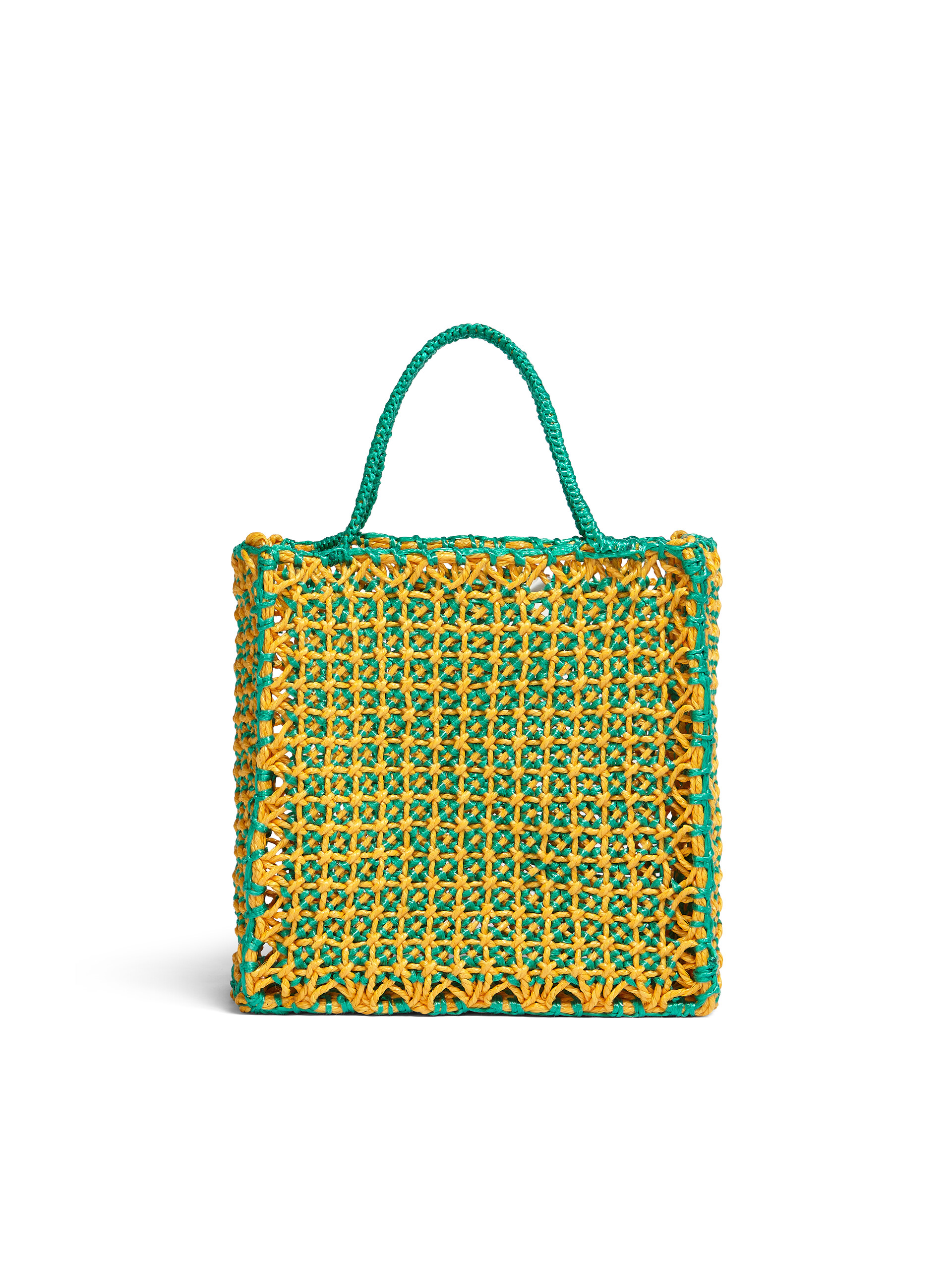 MARNI MARKET JURTA large bag in green and yellow crochet - Shopping Bags - Image 3