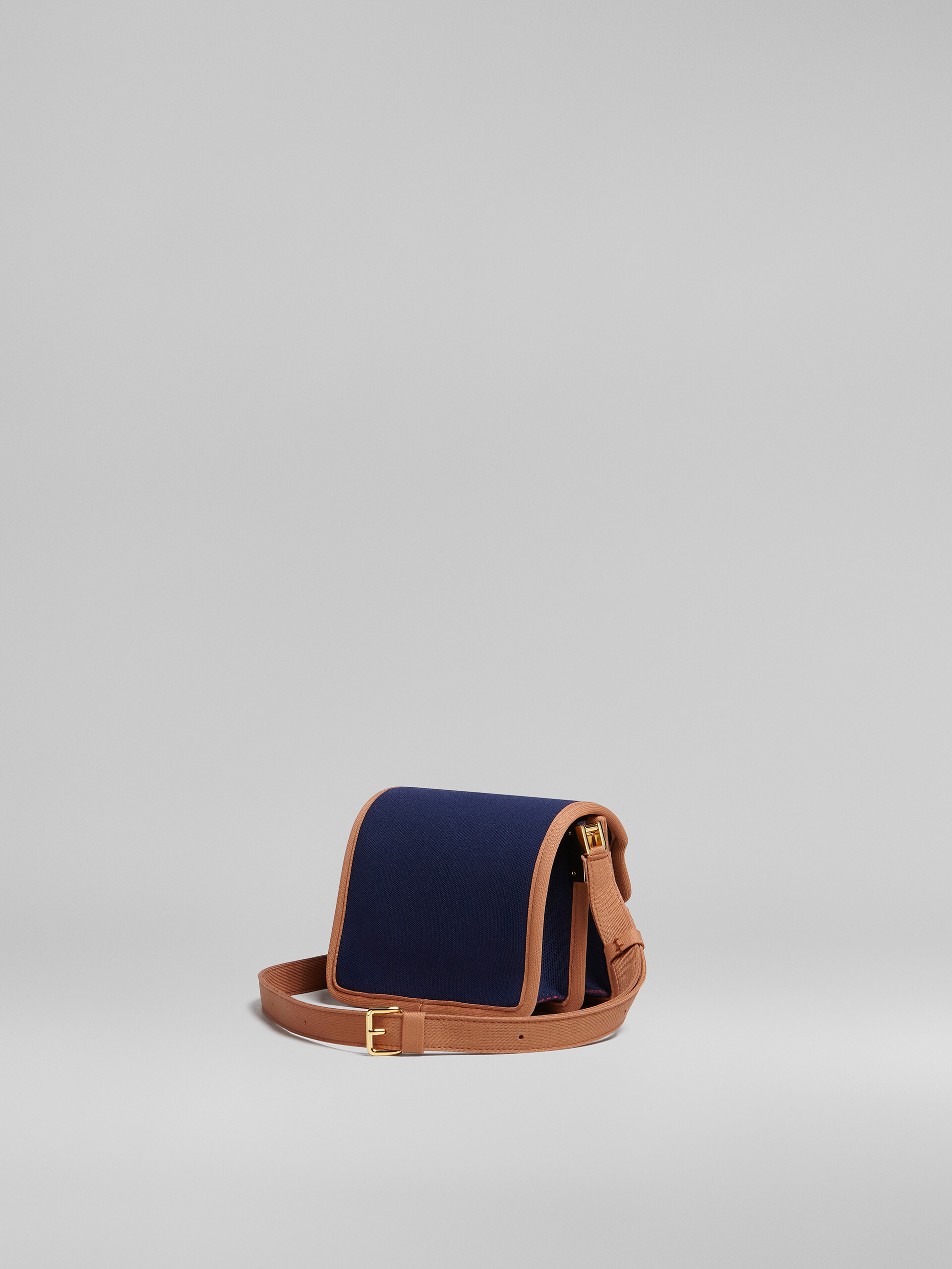 TRUNK SOFT mini bag in blue and brown jacquard - Shoulder Bags - Image 3
