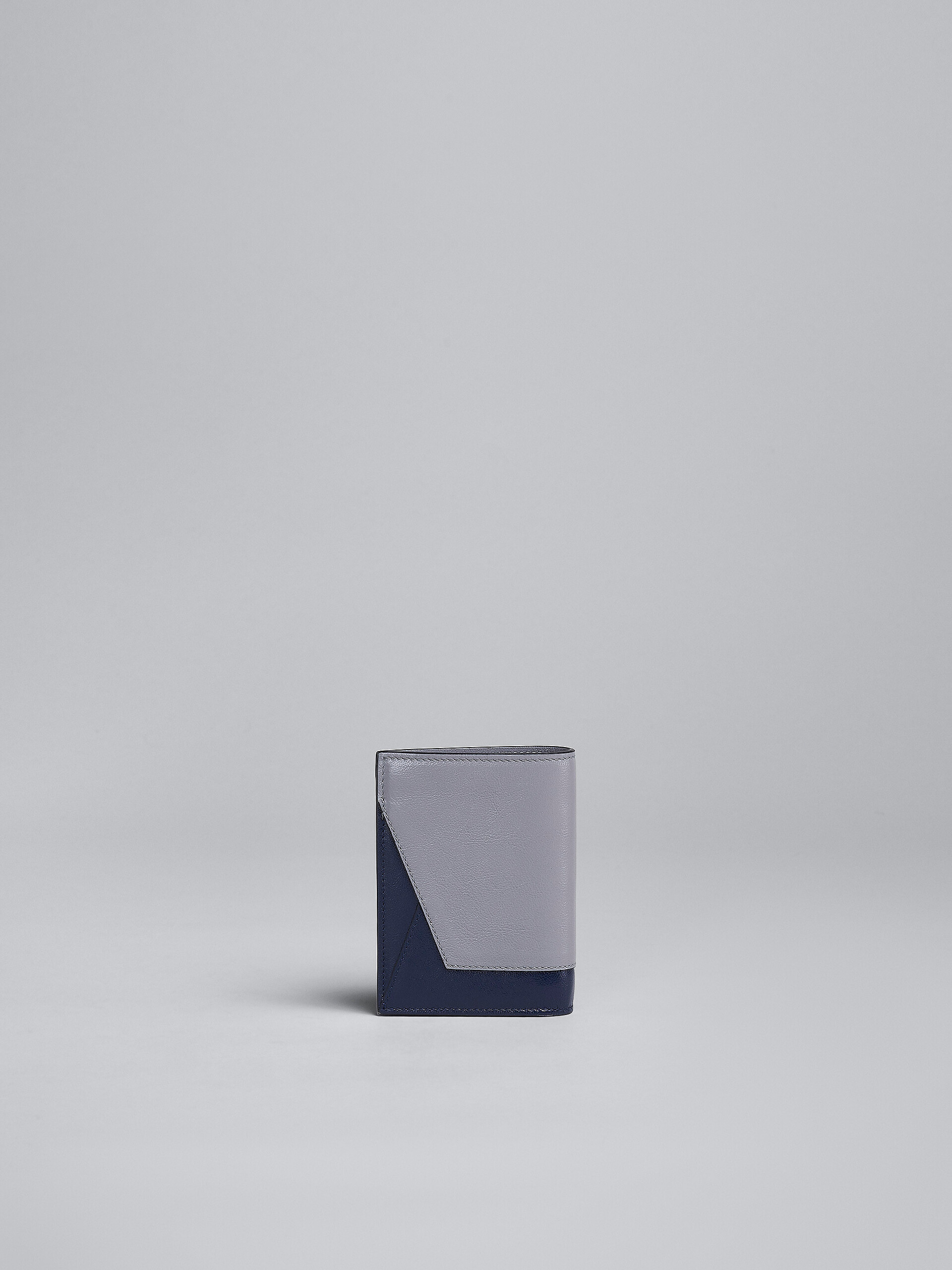 Zweifache Faltbrieftasche aus Leder in Grau und Blau - Brieftaschen - Image 3