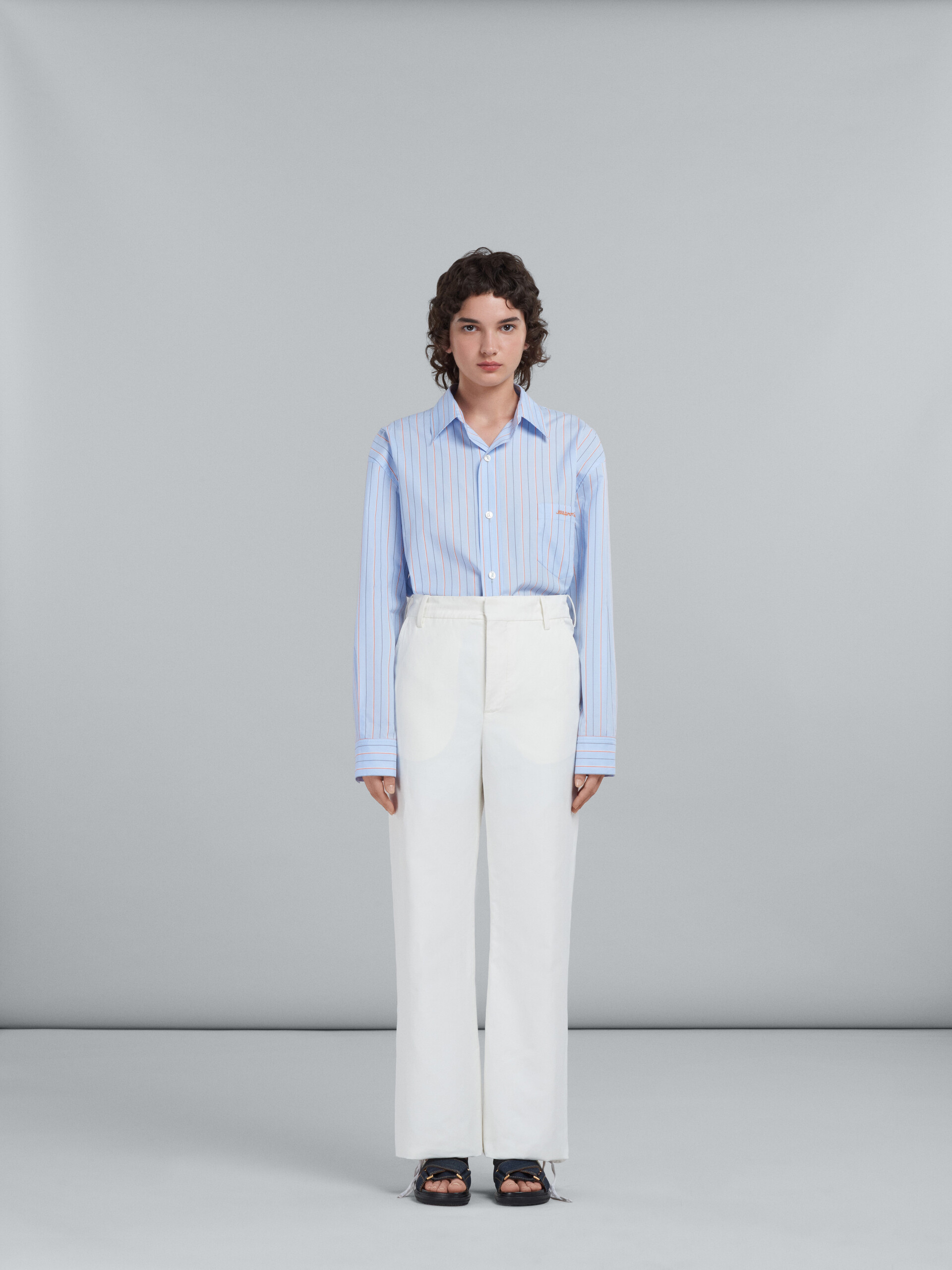 Pantaloni cargo in cotone e lino tecnico bianco - Pantaloni - Image 2