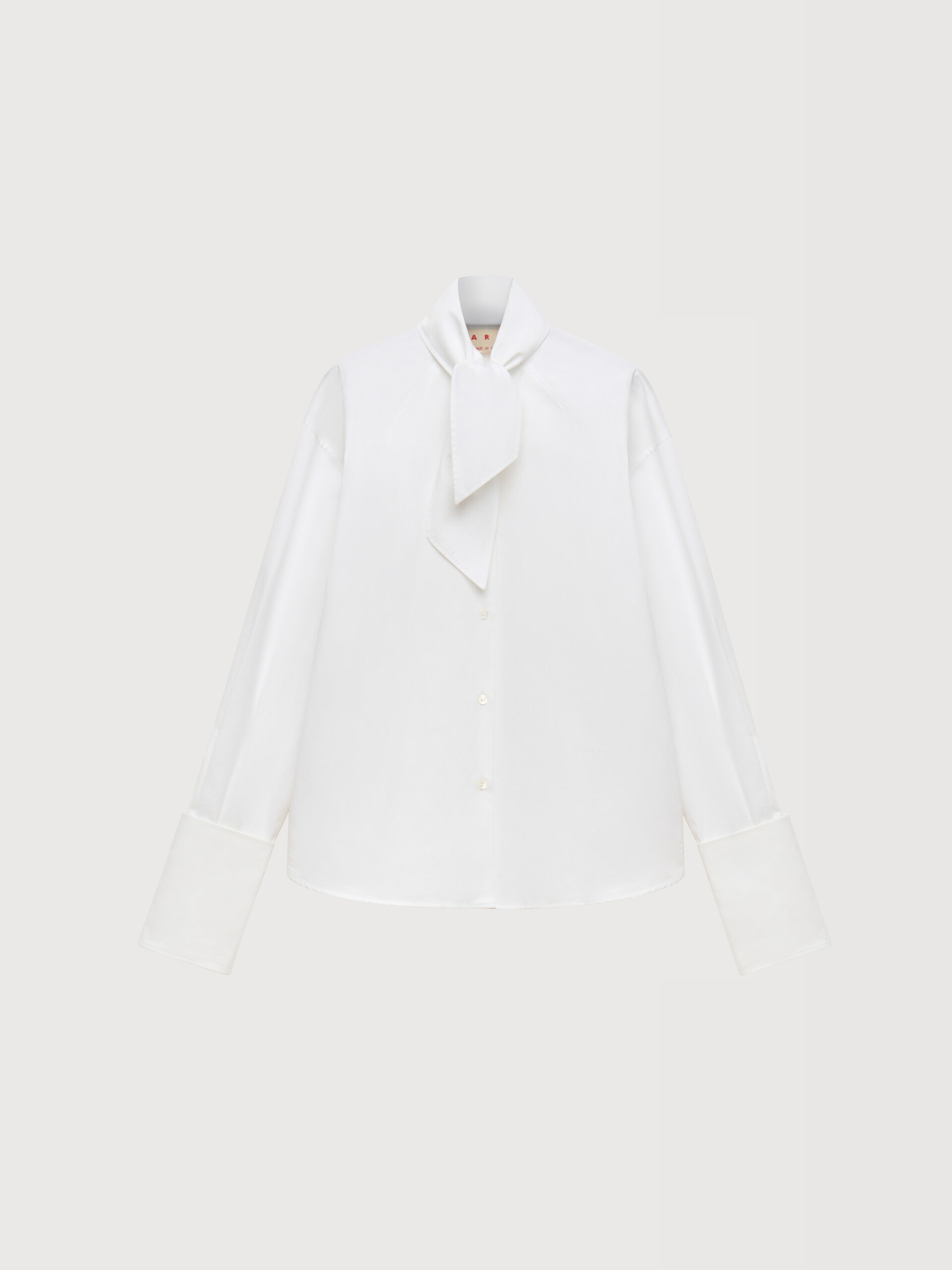 White poplin shirt with neck tie - Shirts - Image 1