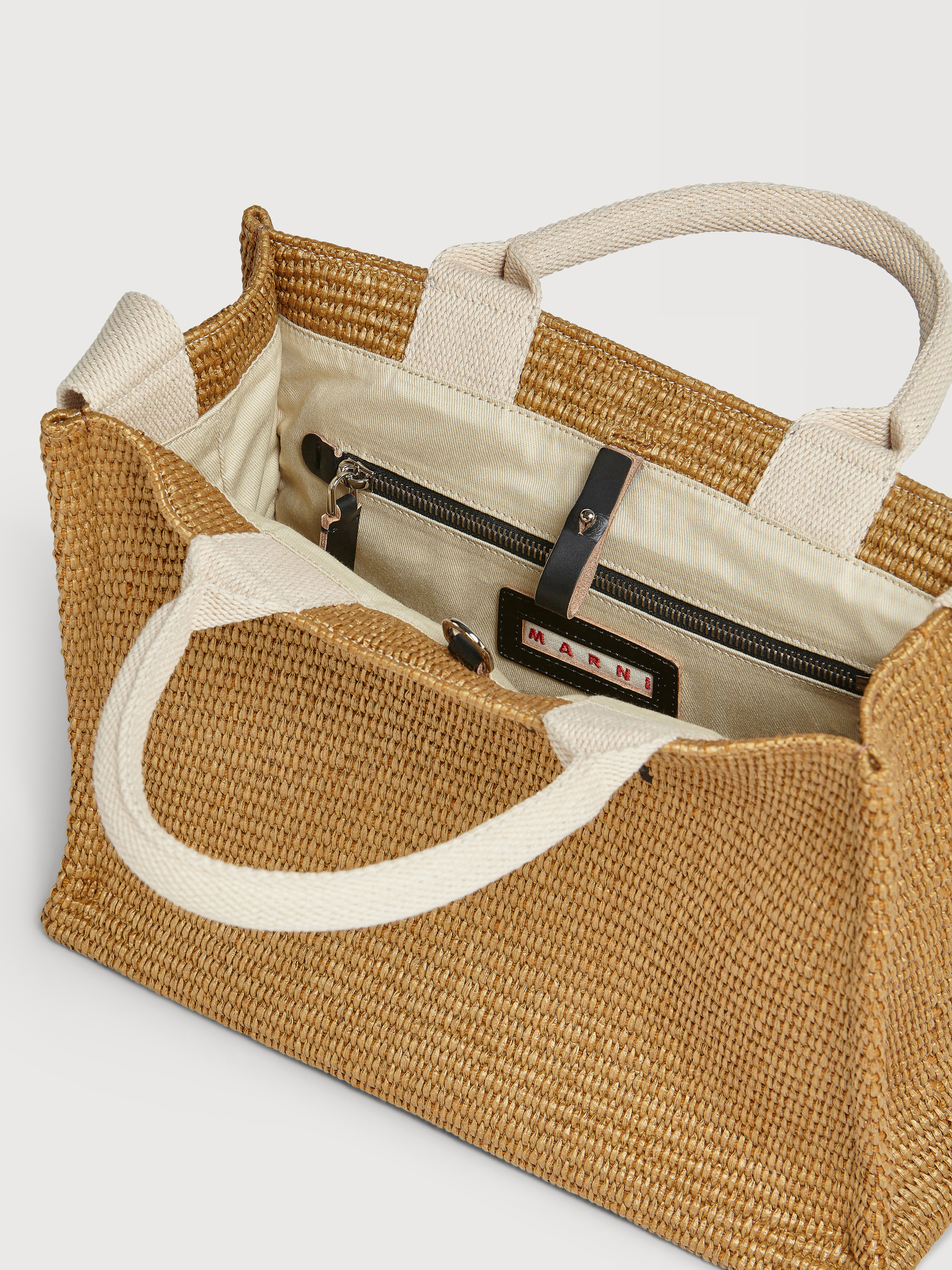 Kleine blaue Tote Bag in Bast-Optik - Shopper - Image 3