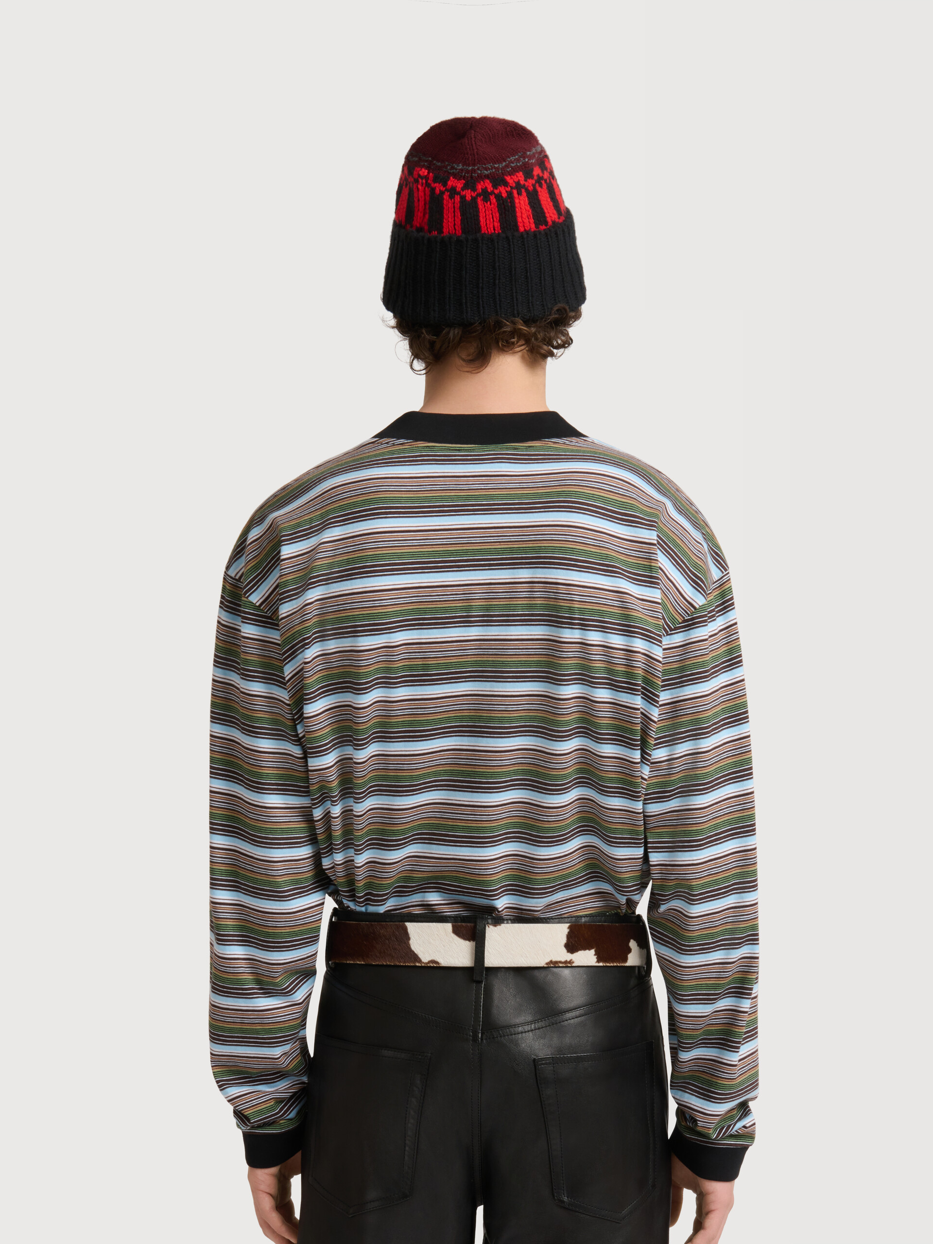 Multicolour striped cotton long-sleeved T-shirt - Shirts - Image 3