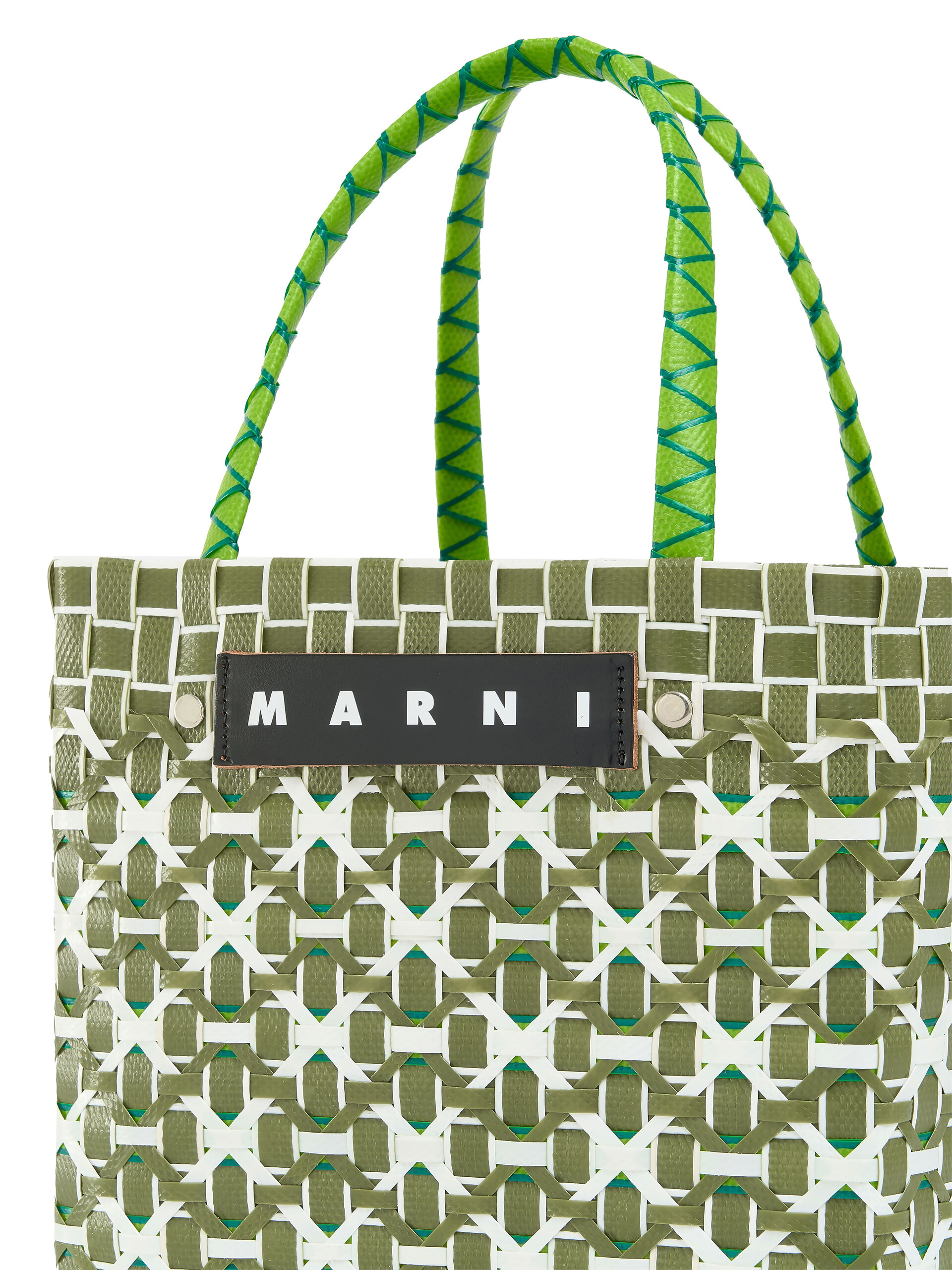 Borsa Marni Market Mini Basket In Intrecciato Rosso E Blu - Borse shopping - Image 4