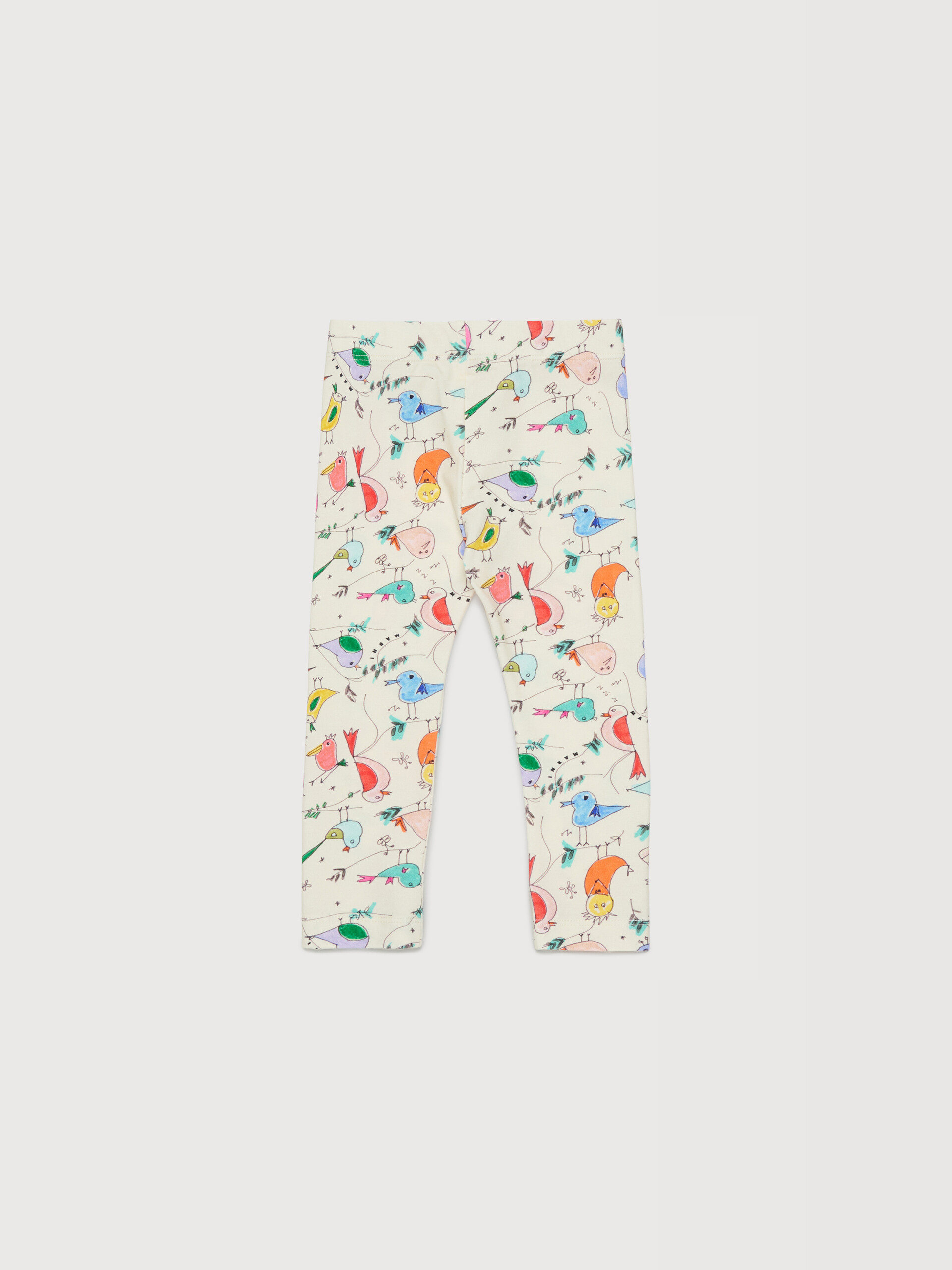 Off-white stretch cotton leggings with bird print - Pants - Image 2