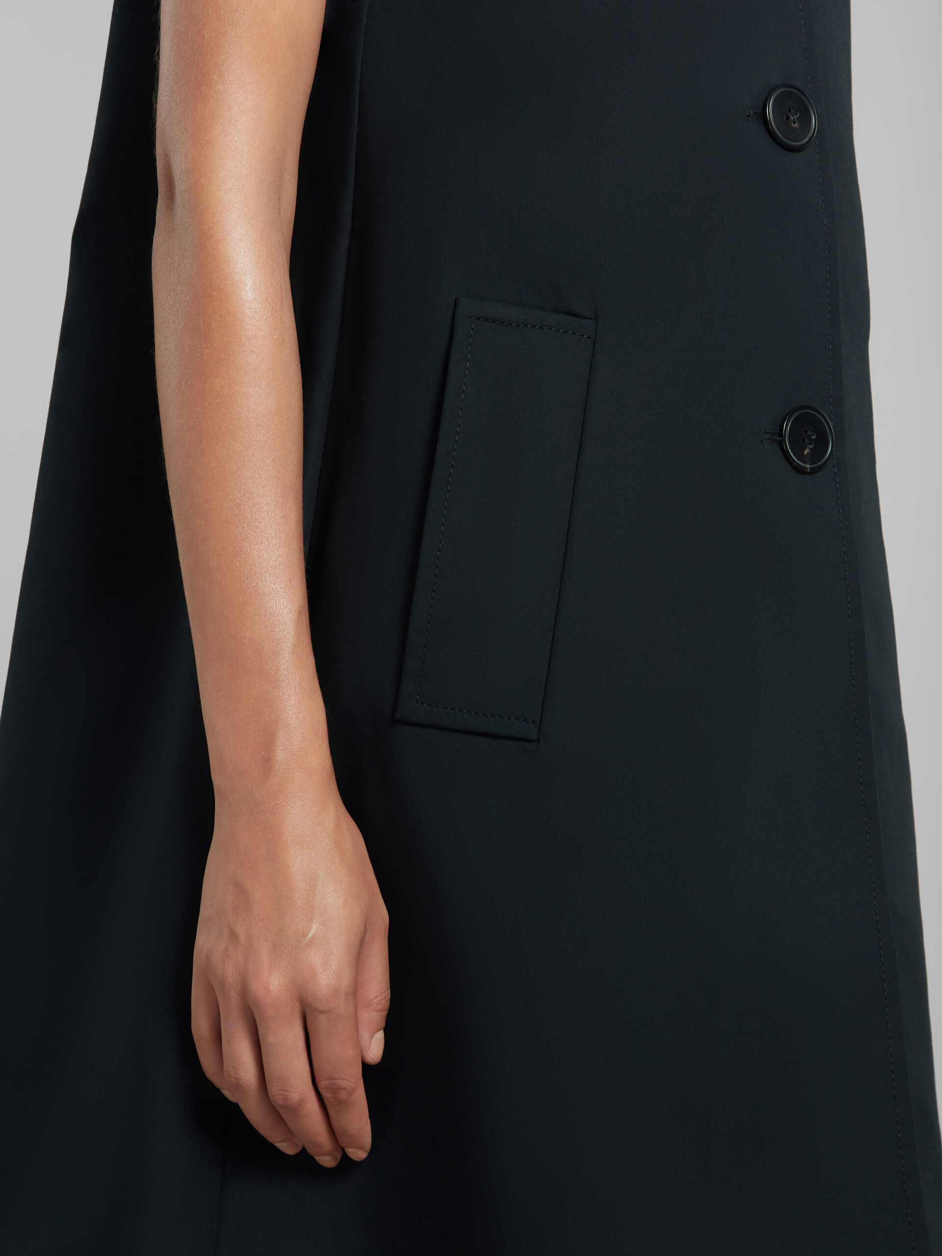 Black bonded cotton cocoon dress - Waistcoat - Image 5
