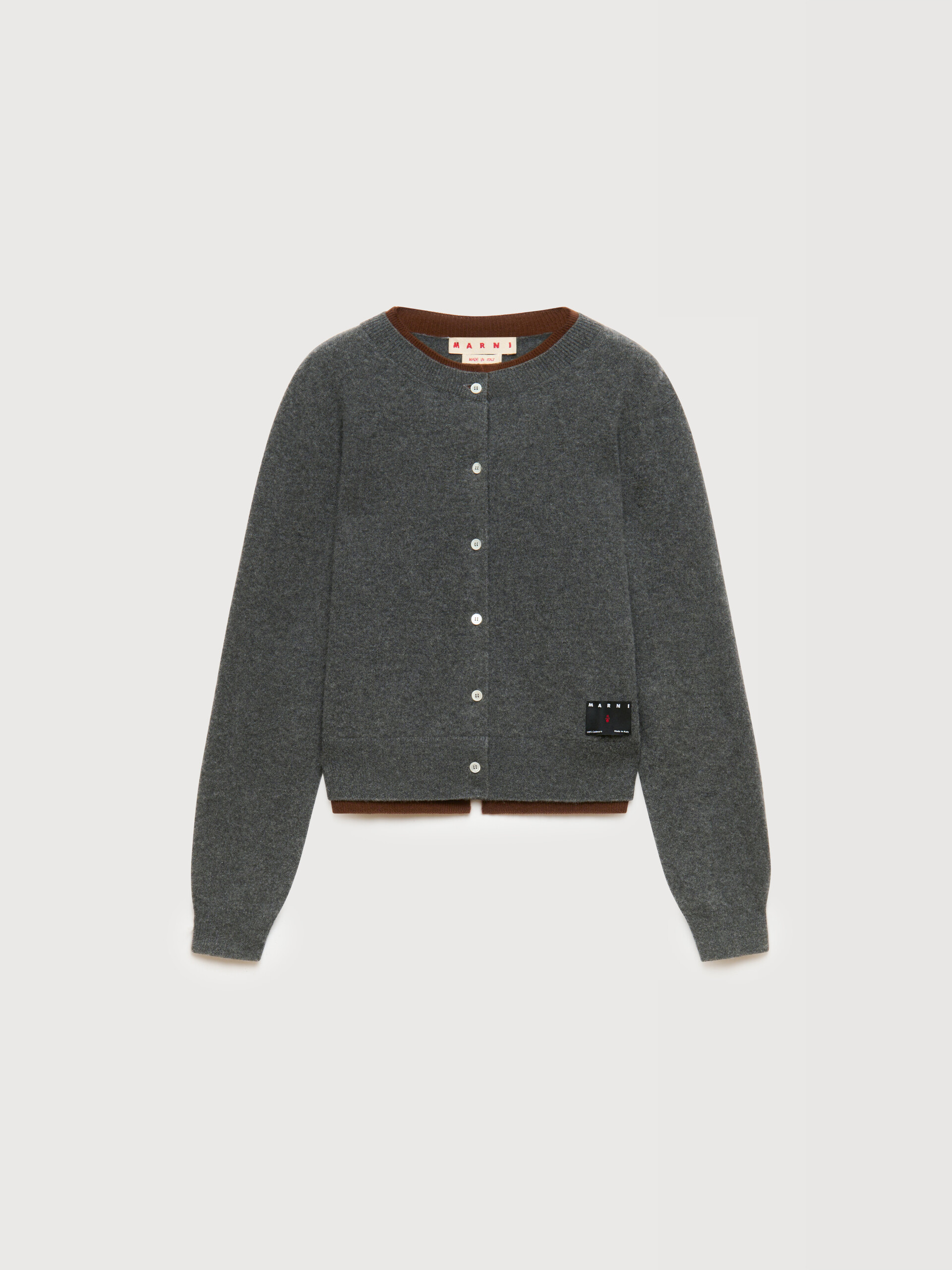Grey cashmere cardigan with layered effect - Pullovers - Image 1