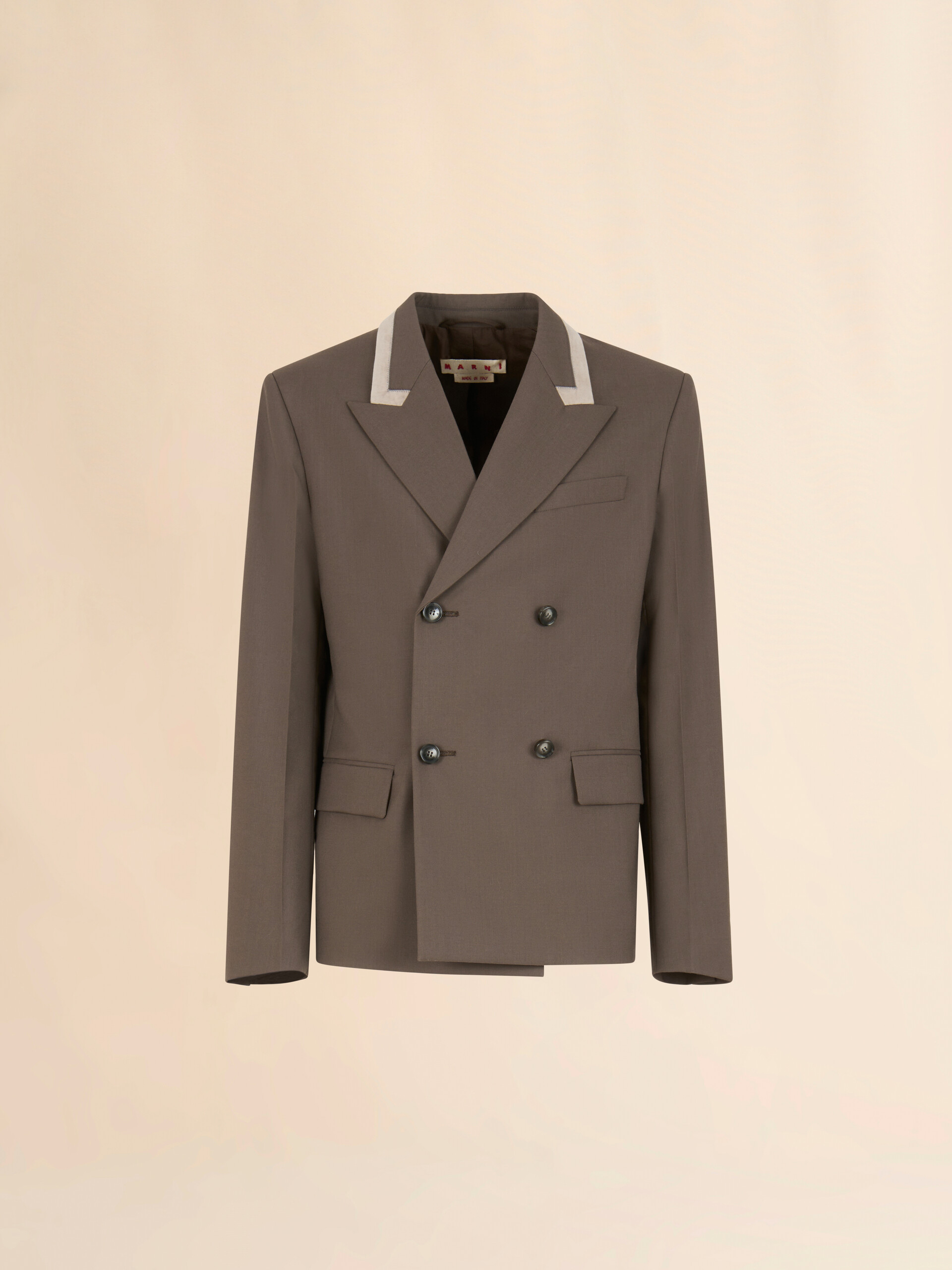 Grey double-breasted wool blazer with Marni Mending - Jackets - Image 1