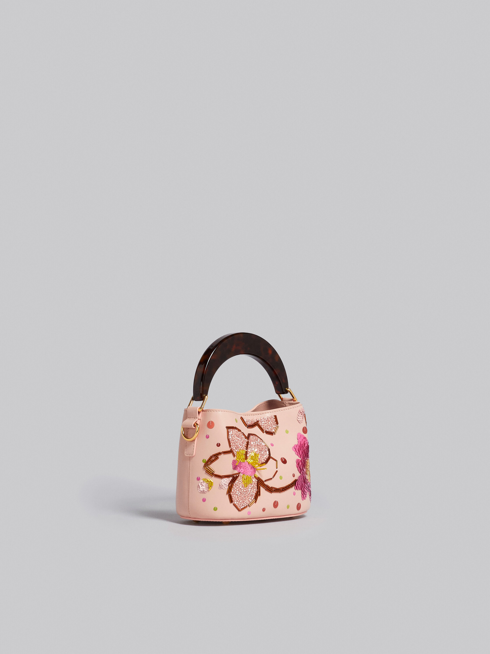 Venice Mini Bucket in embroidered pink leather - Shoulder Bag - Image 5