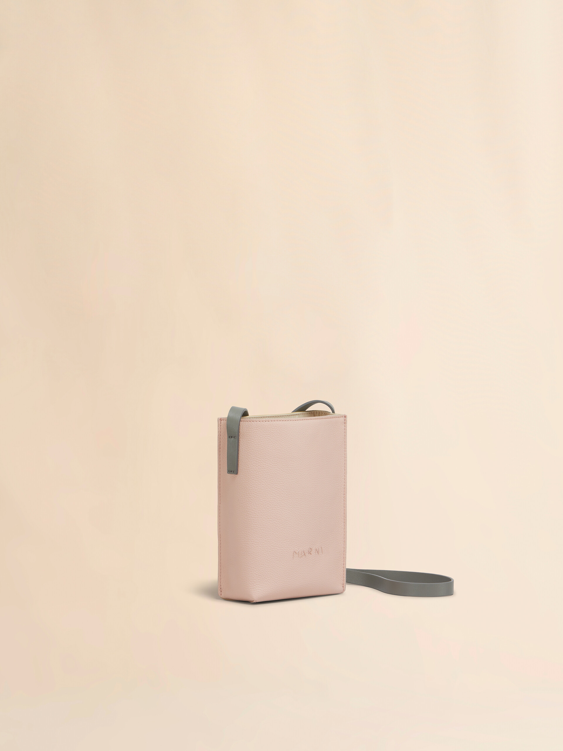 Light pink and beige leather Museo Nano Bag with Marni Symbol embroidery - Shoulder Bag - Image 5