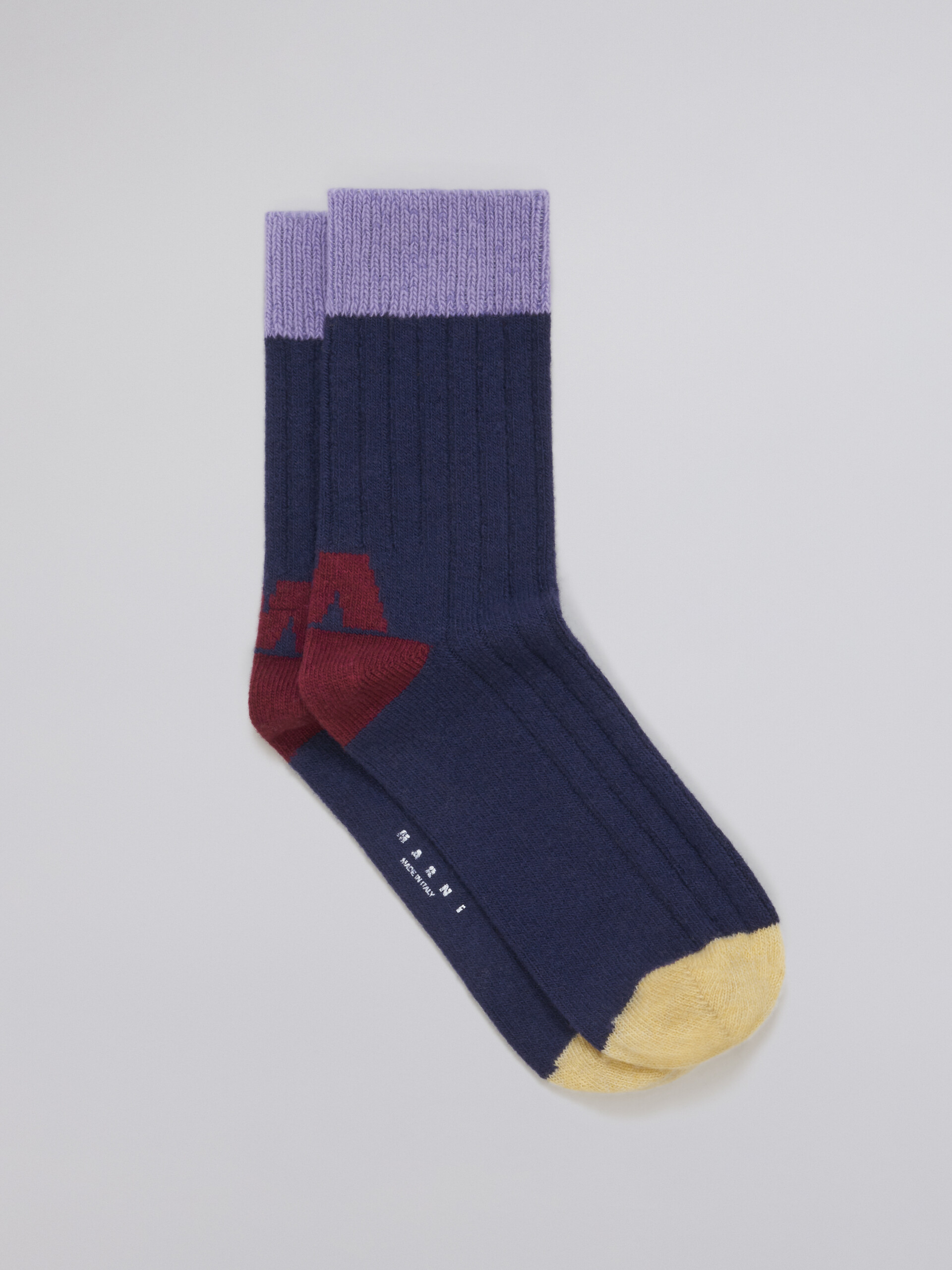Blue wool sock with logo M jacquard - Socks - Image 1