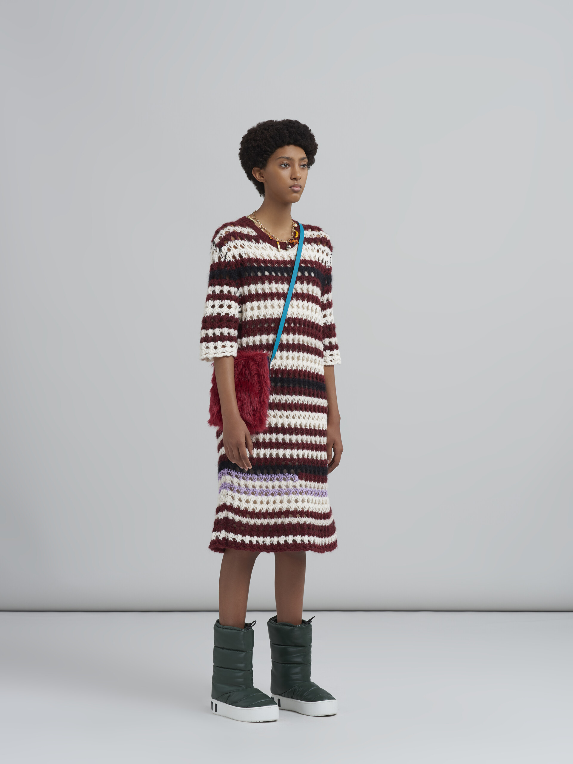 Multi-coloured striped 3D crochet intarsia dress in blended yarns - Dresses - Image 6