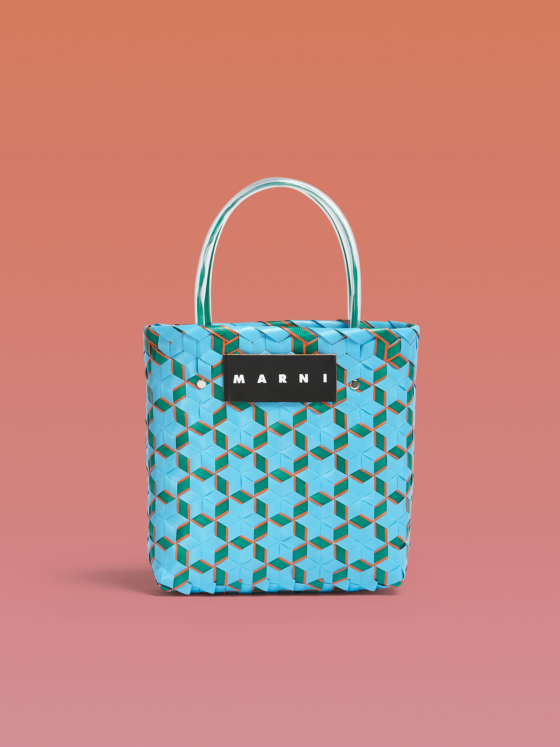 MARNI MARKET bag in pale blue star woven material - Bags - Image 1