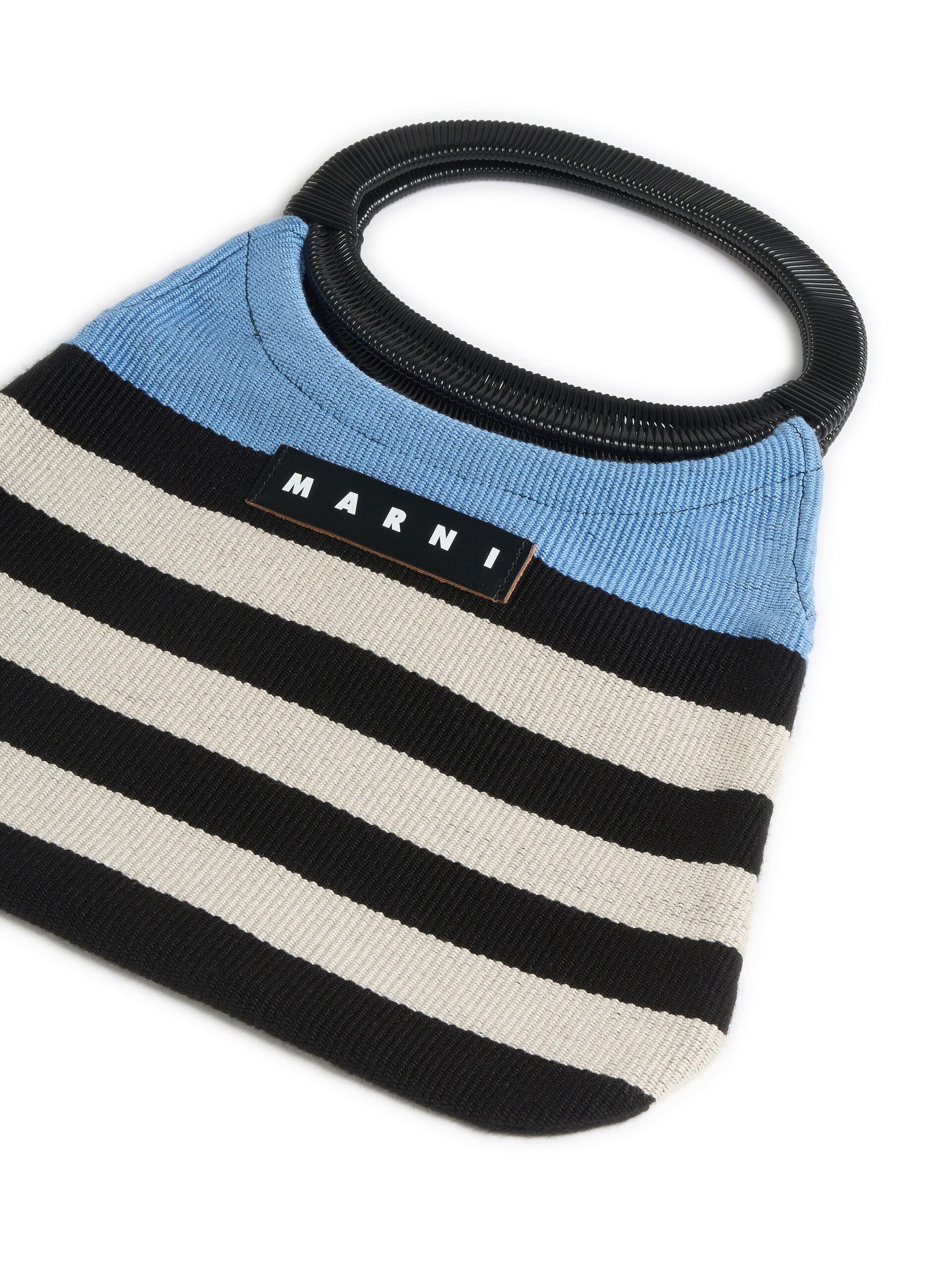 Blue striped MARNI MARKET BOAT bag