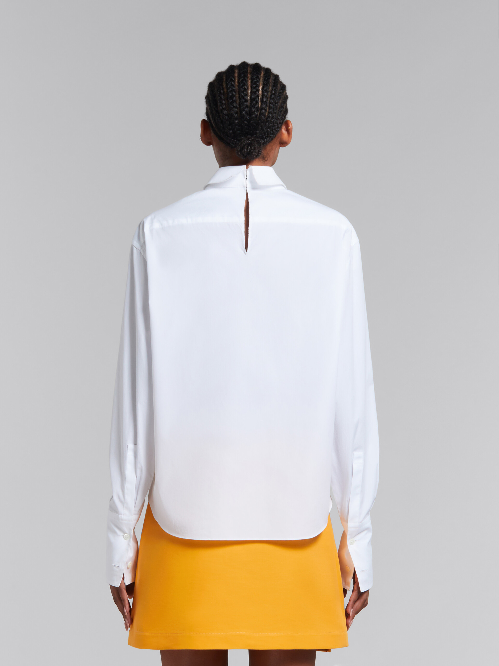 White organic poplin shirt with ruffles - Shirts - Image 3