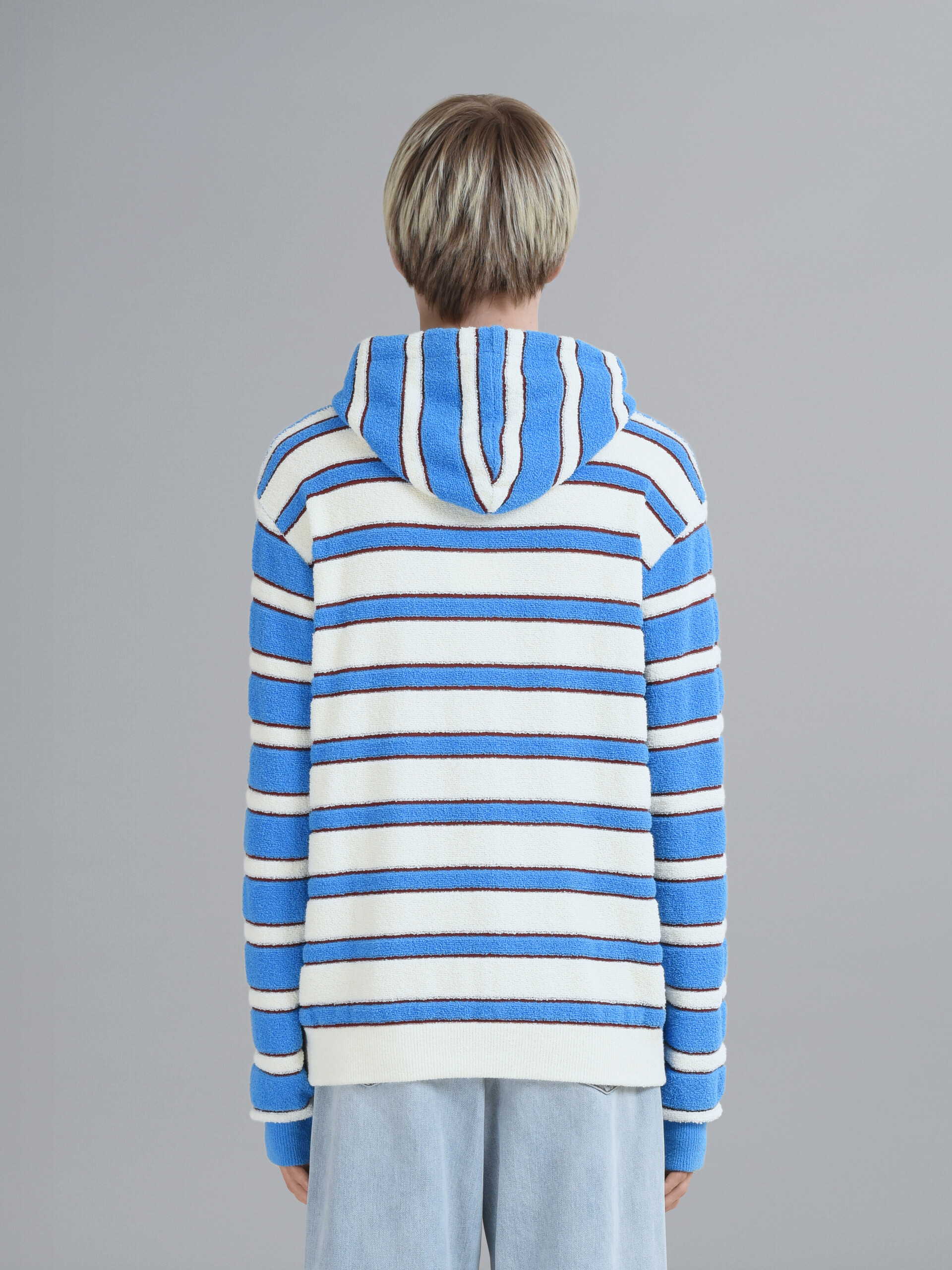 Striped terry-knit hooded sweater - Pullovers - Image 3