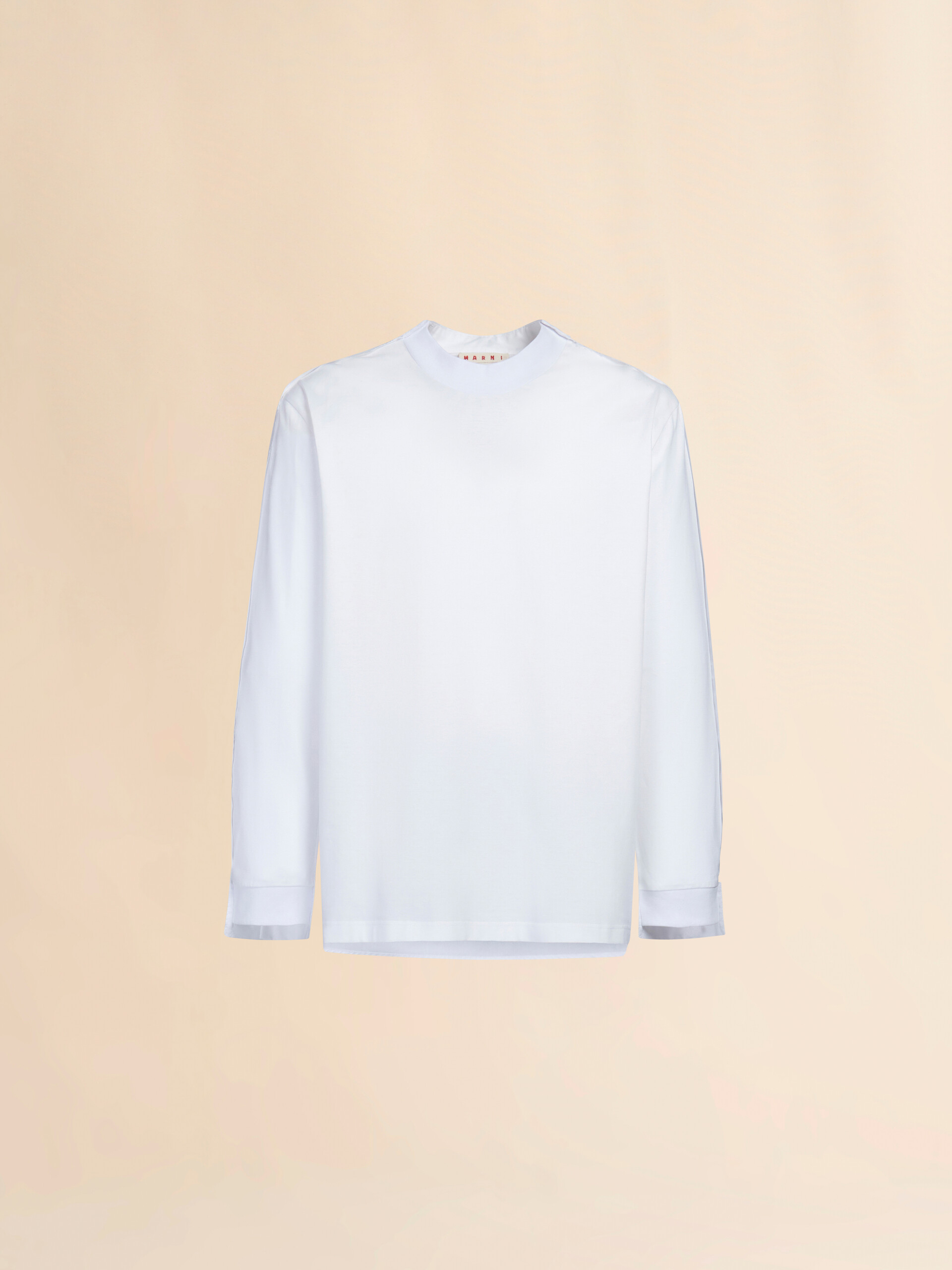White organic cotton long-sleeved T-shirt with back yoke - Shirts - Image 1