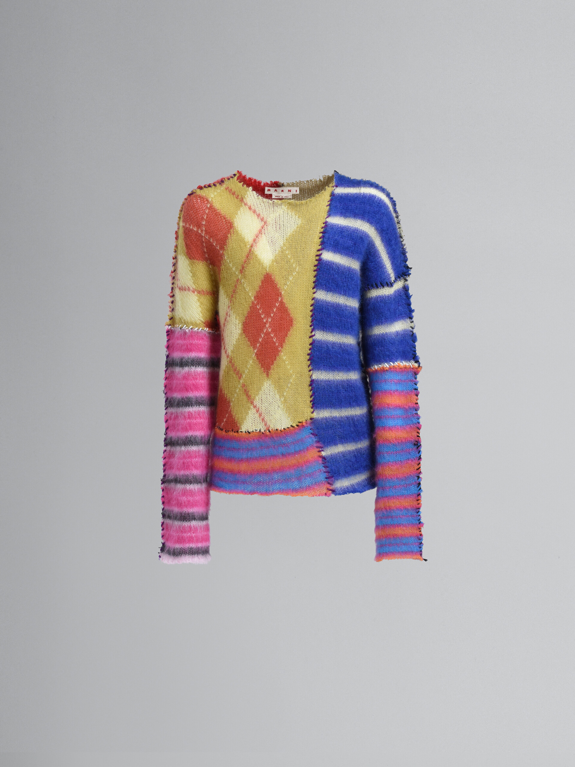 Multicolour patchwork mohair sweater - Pullovers - Image 1