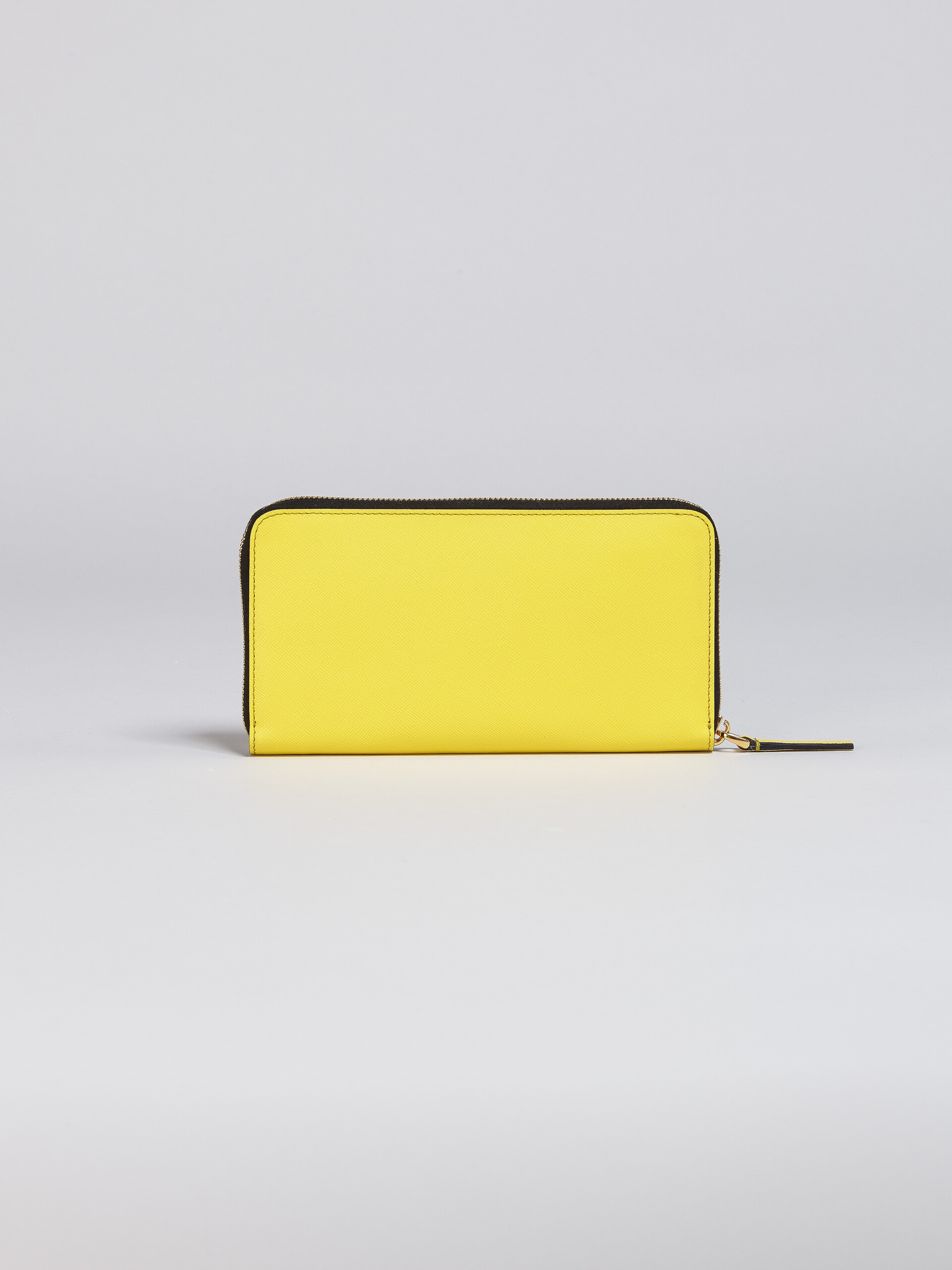 Multicoloured yellow saffiano leather zip-around wallet - Wallets - Image 3