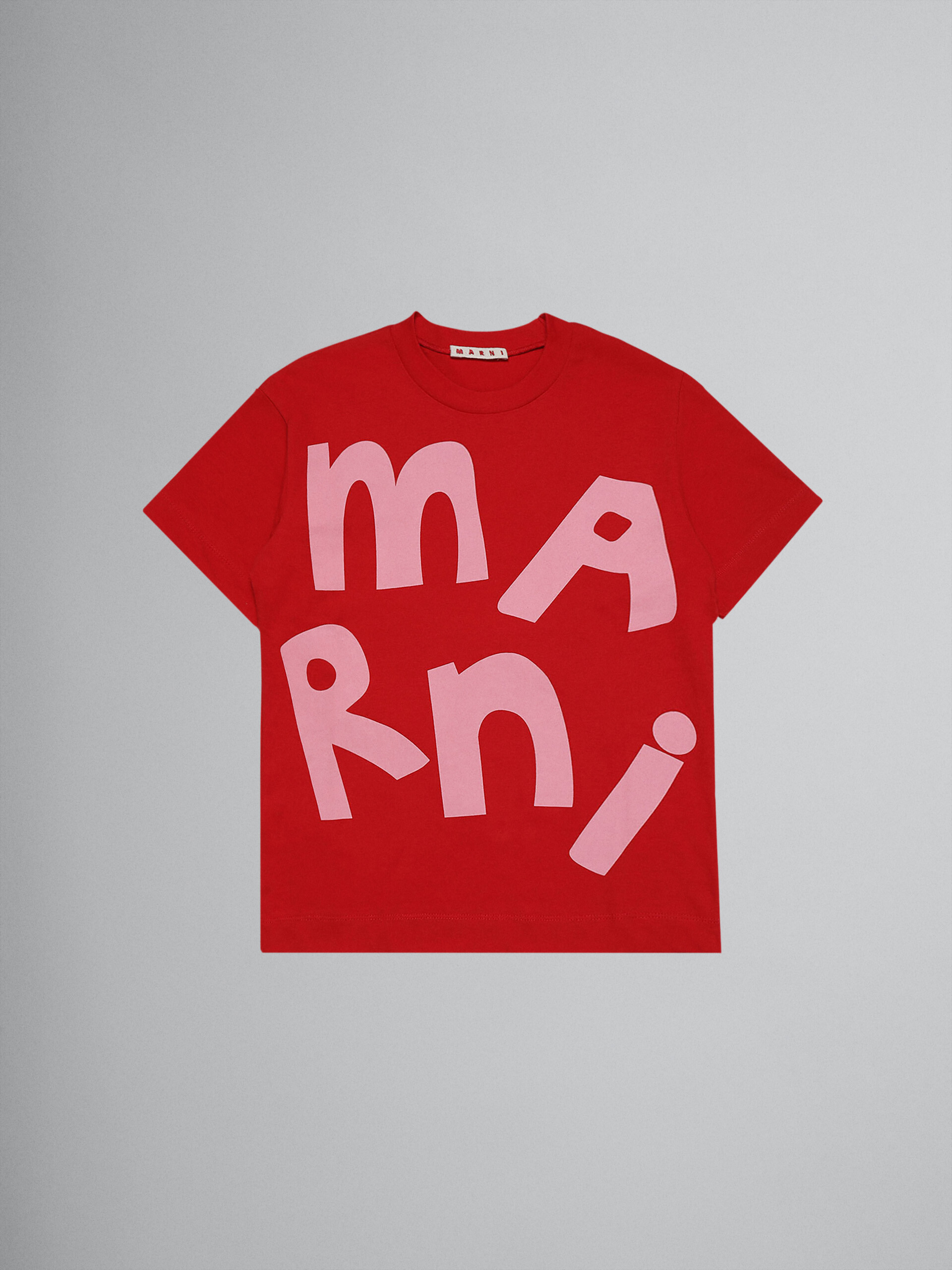 T-shirt en jersey de coton rouge avec maxi logo - T-shirts - Image 1