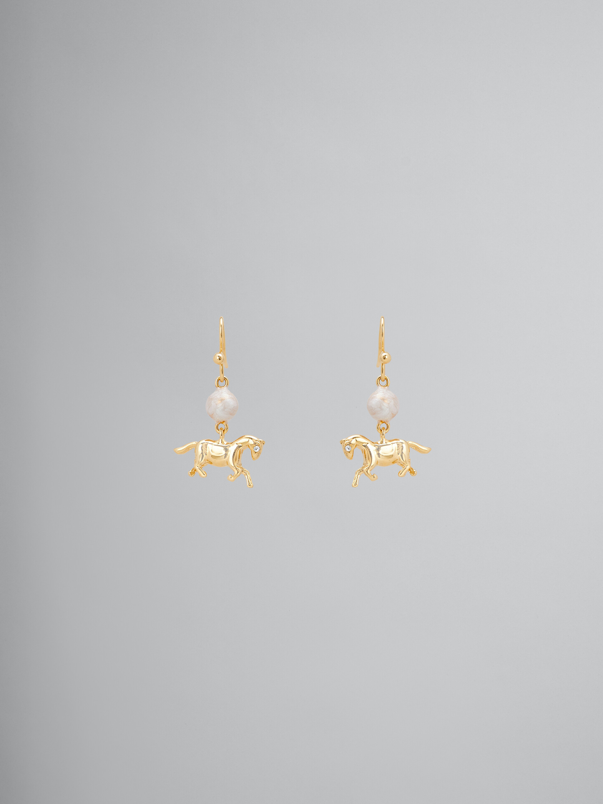Gold horse drop earrings - Earrings - Image 1