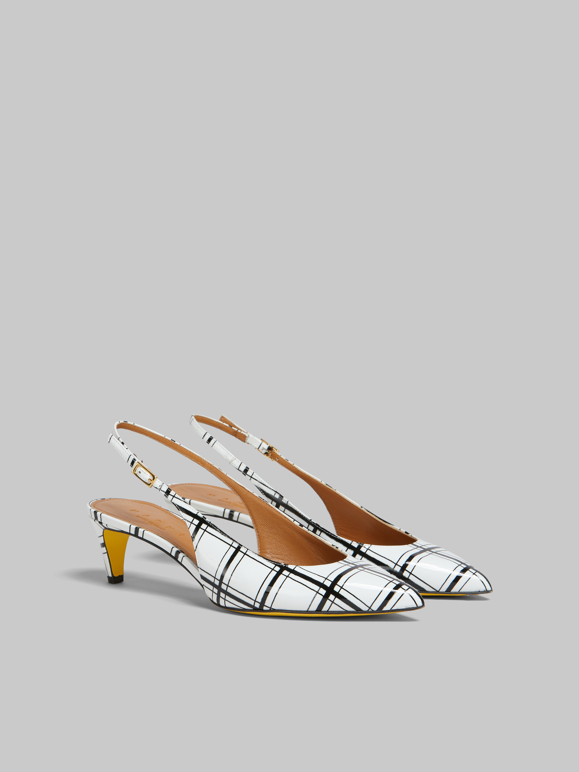 White and black checked patent leather Rhythm slingback - Sandals - Image 2