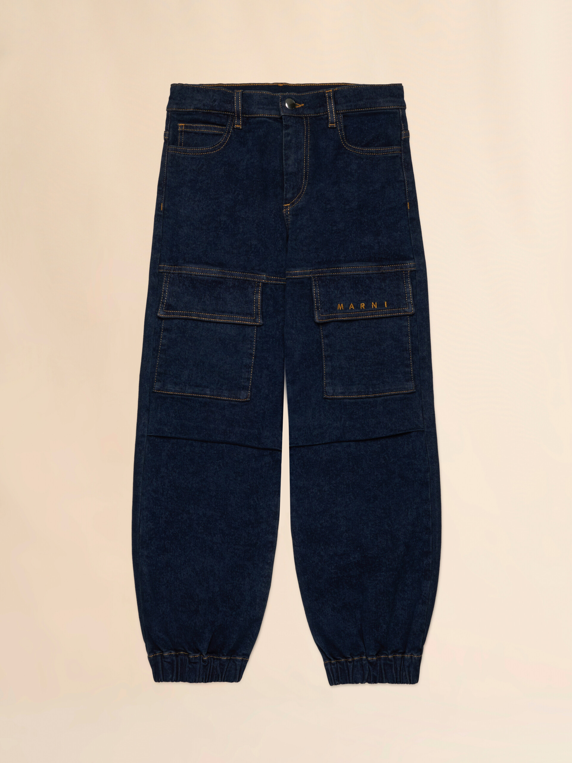 Denim cargo pants with embroidered Marni logo - Pants - Image 1