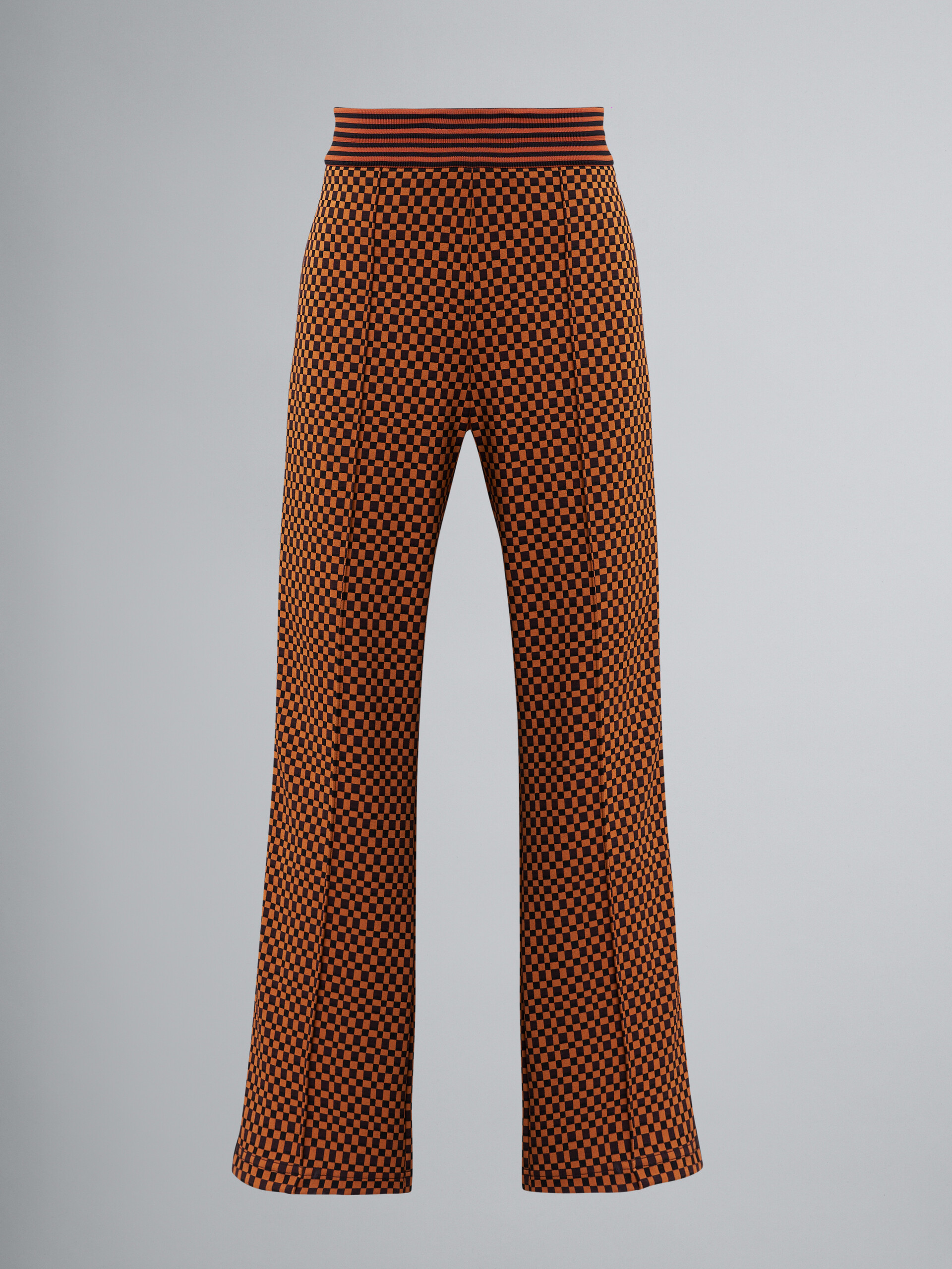 Check jacquard jersey track trousers - Pants - Image 1