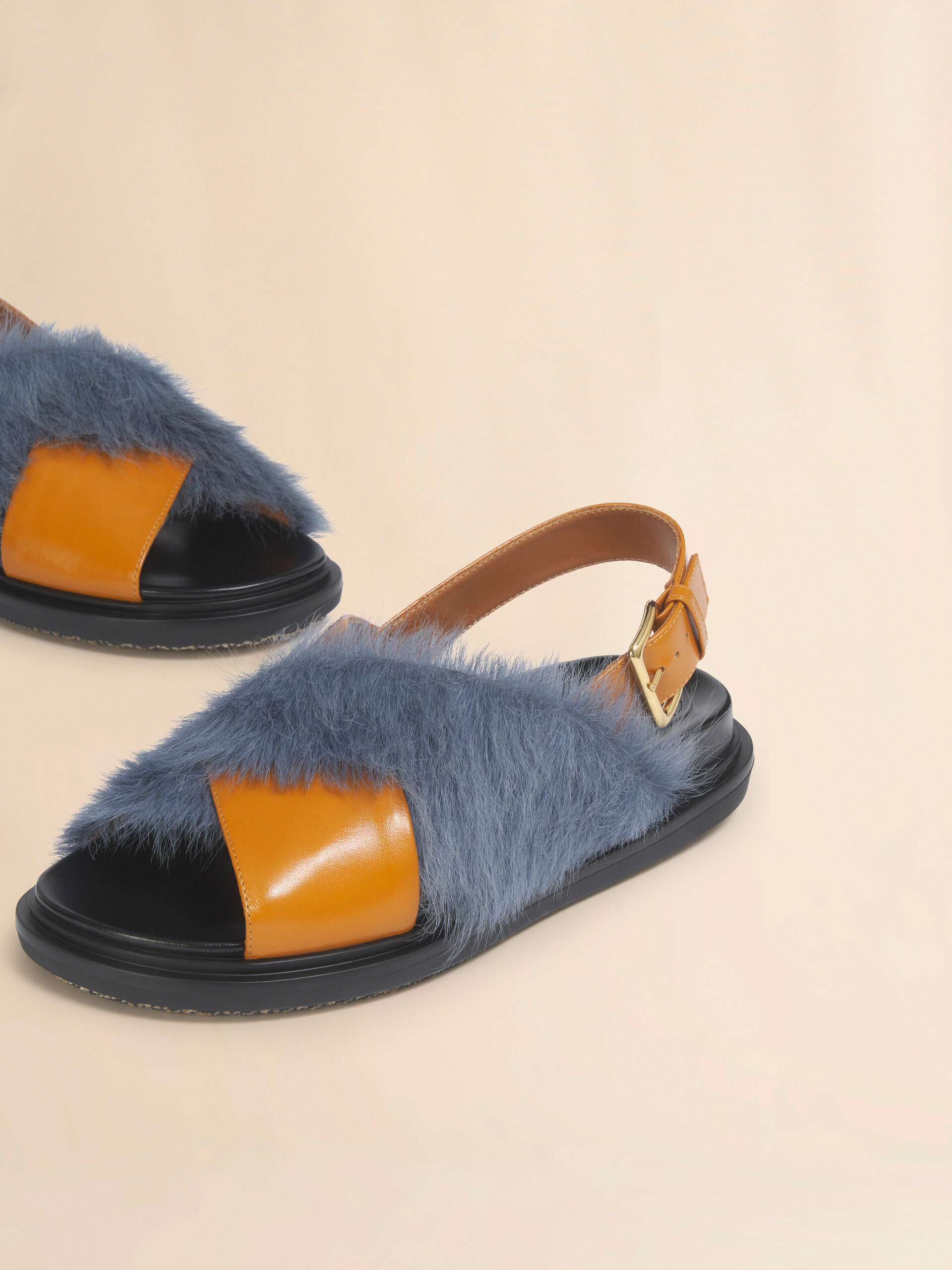 Tan and blue long-hair and leather Fussbett - Sandals - Image 5