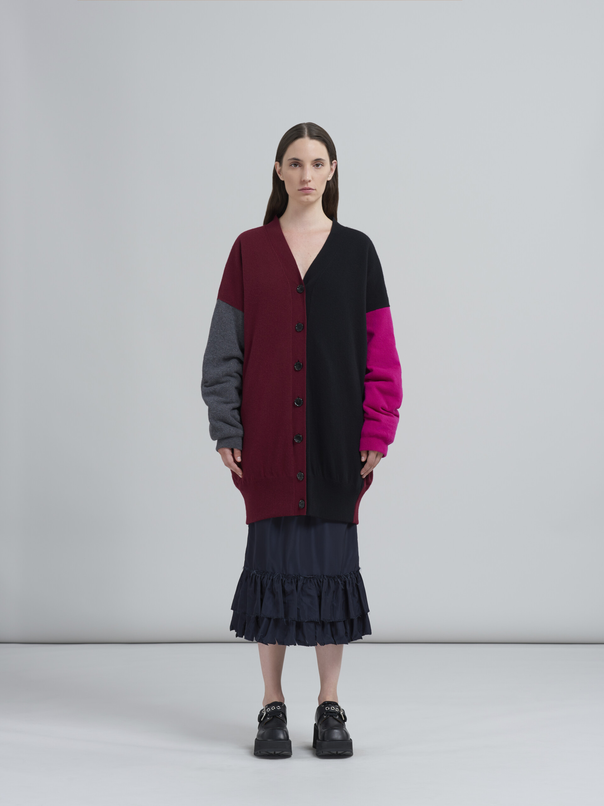 Colourblock light wool and cashmere padded cardigan - Jackets - Image 2