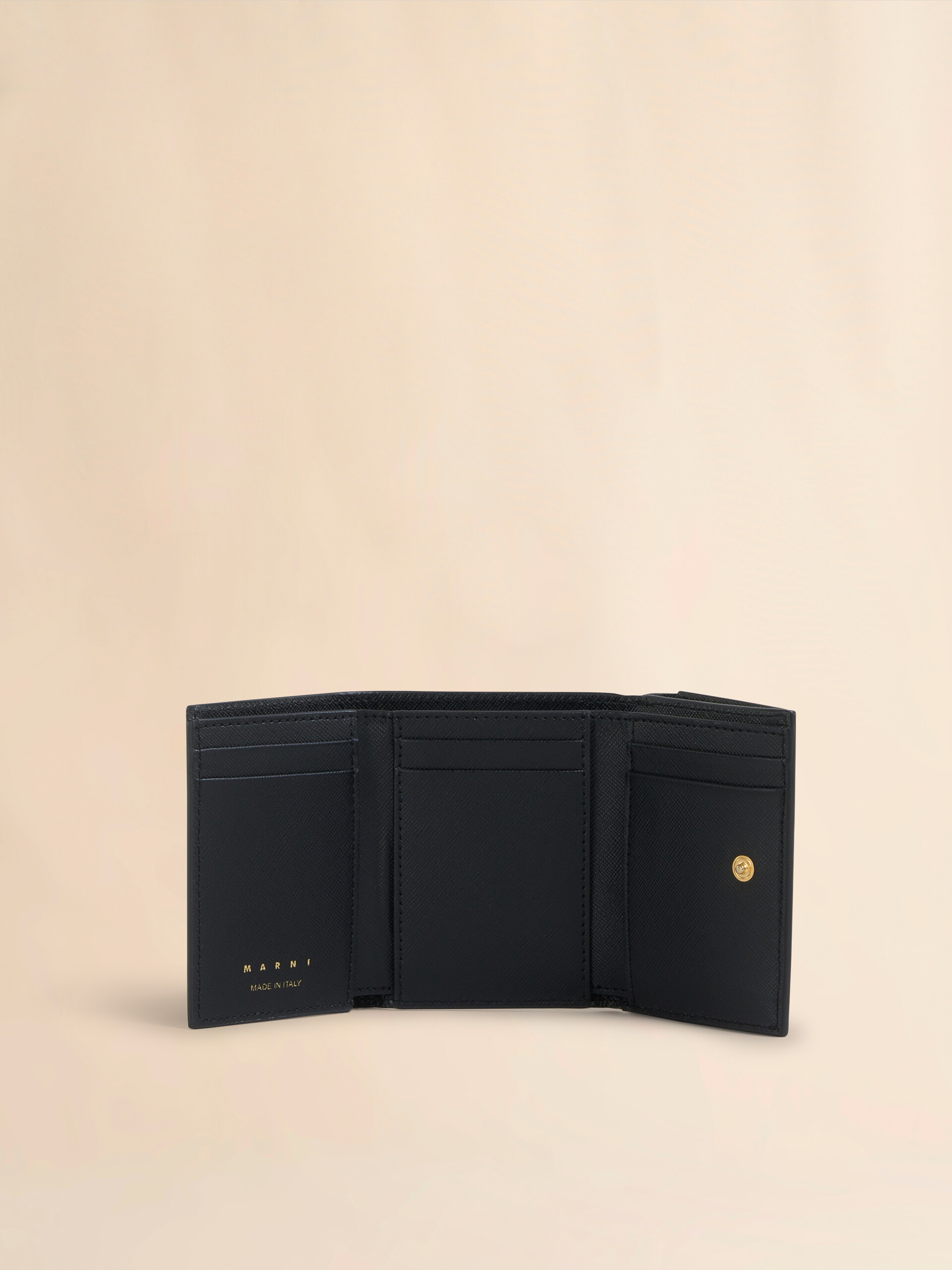 Black saffiano leather tri-fold wallet - Wallets - Image 2