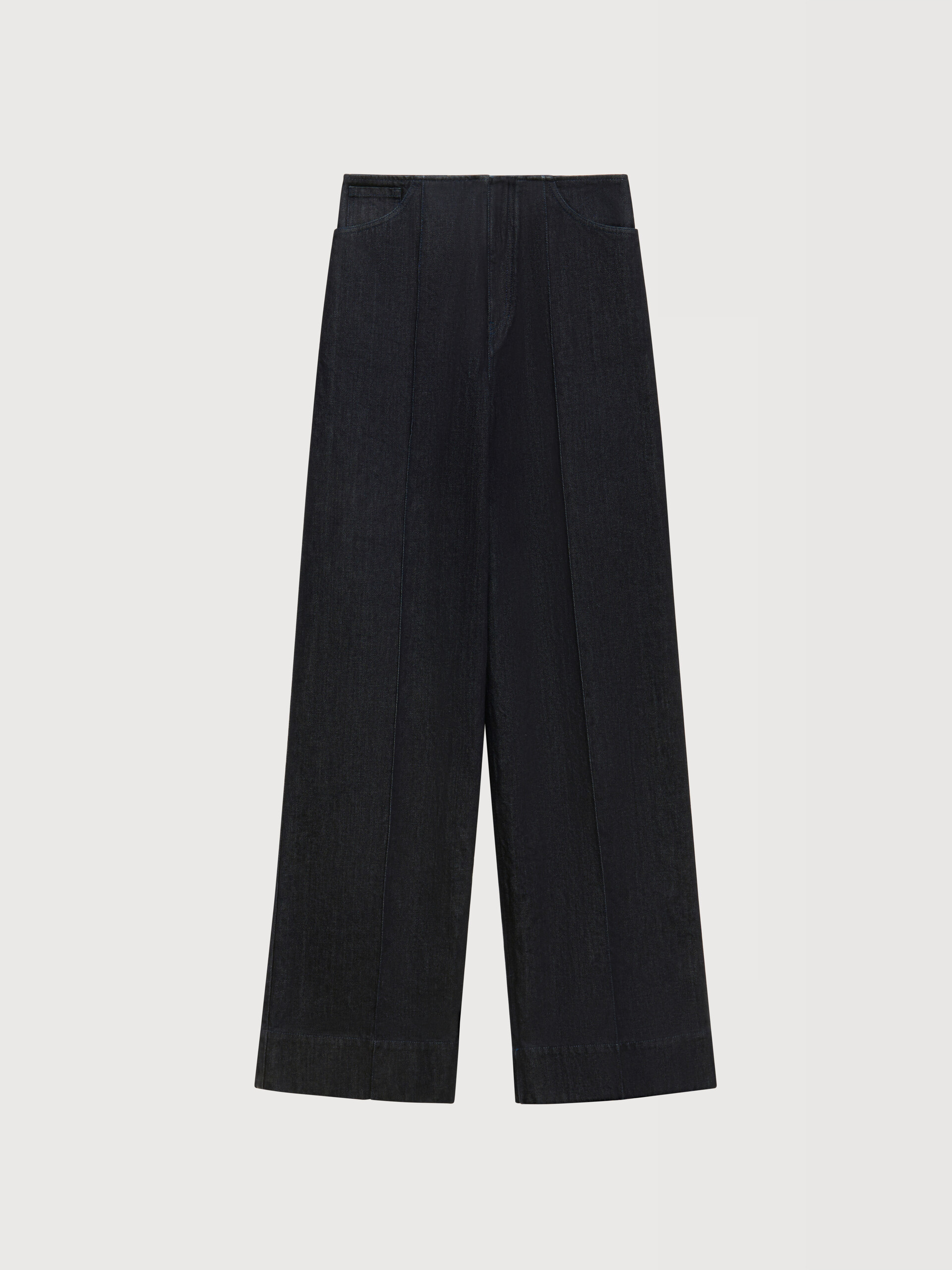 Deep blue denim trousers with external seams - Pants - Image 1