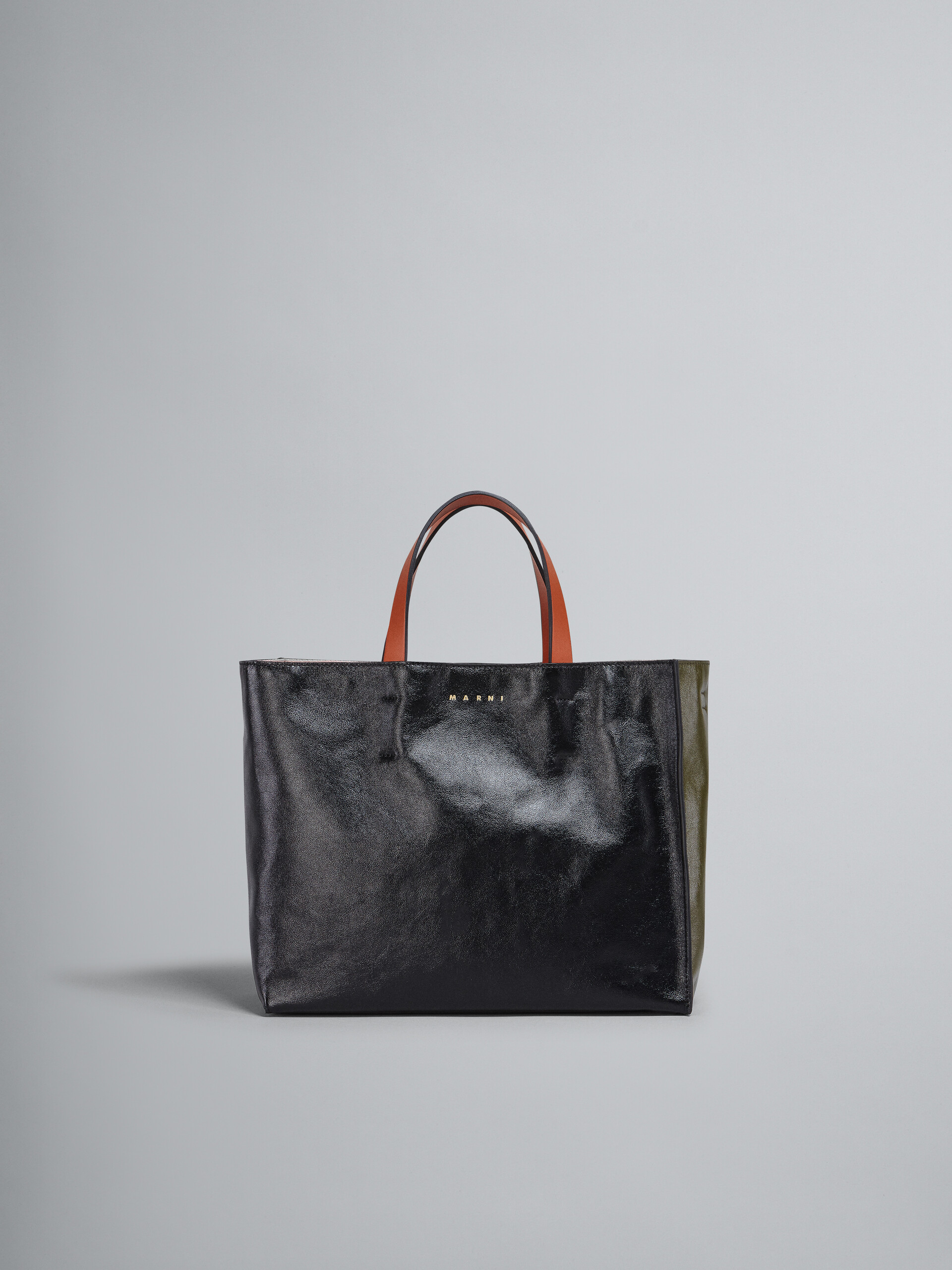 MUSEO SOFT small bag in black green and orange leather - Shopping Bags - Image 1