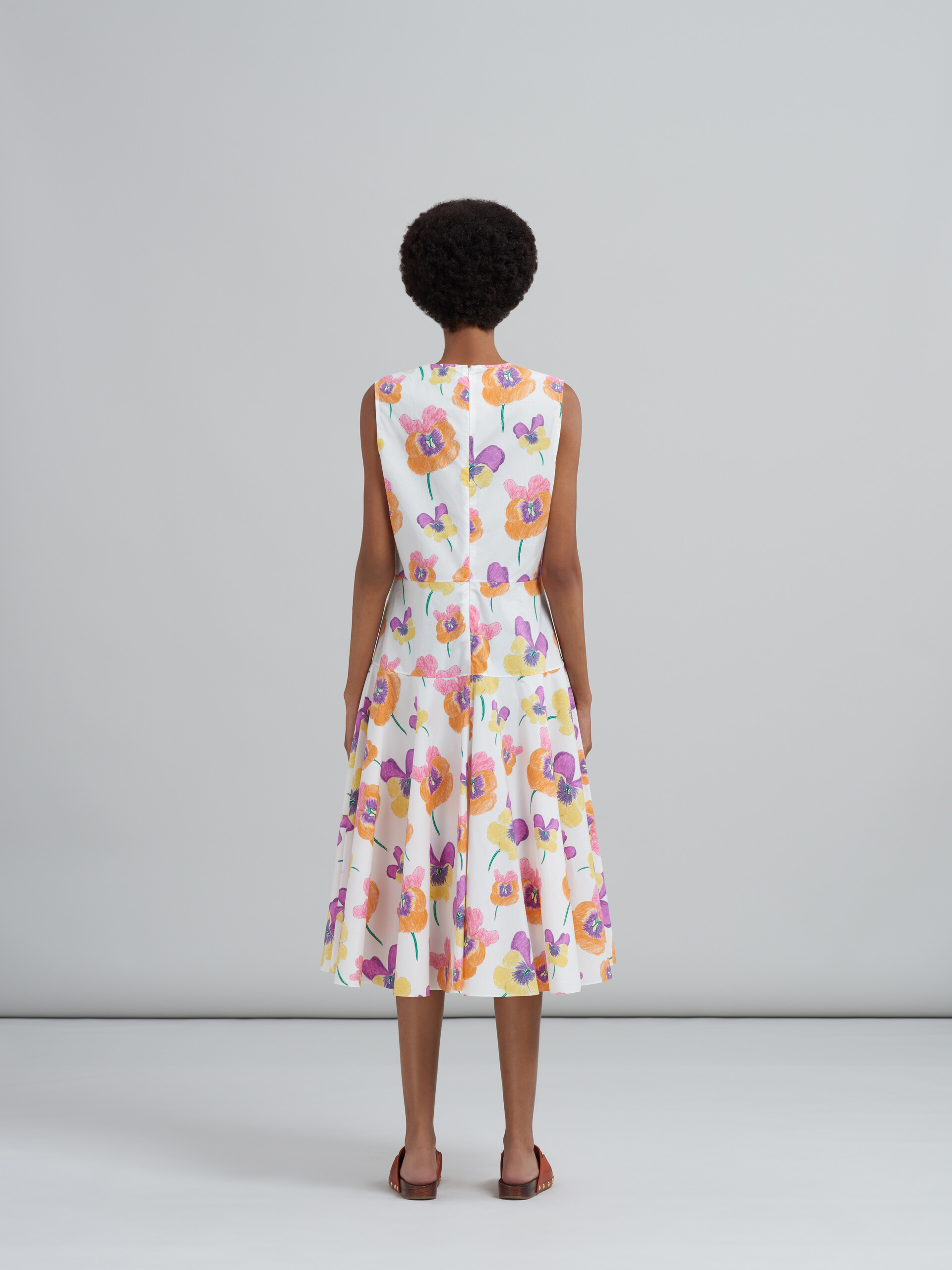 Pansies print poplin dress - Dresses - Image 3