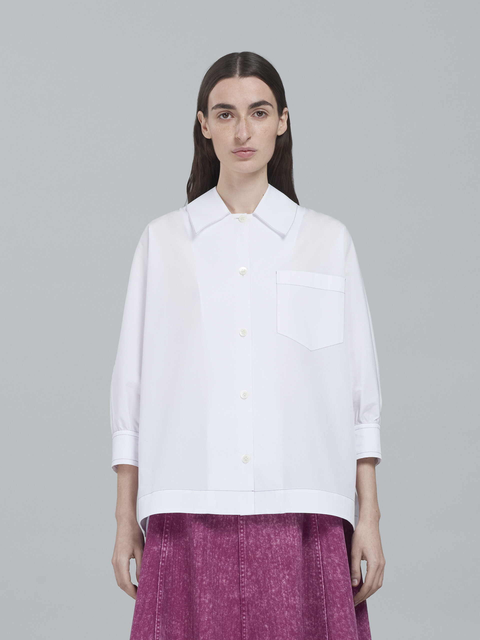 White poplin shirt - Shirts - Image 2