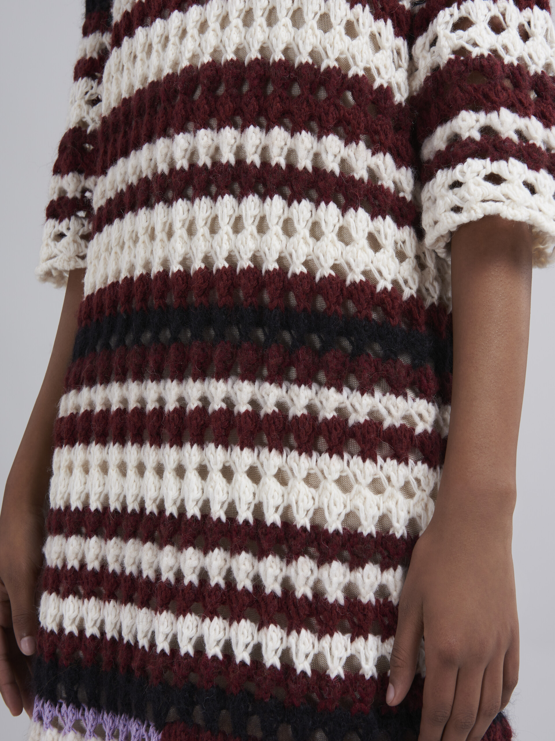 Multi-coloured striped 3D crochet intarsia dress in blended yarns - Dresses - Image 5