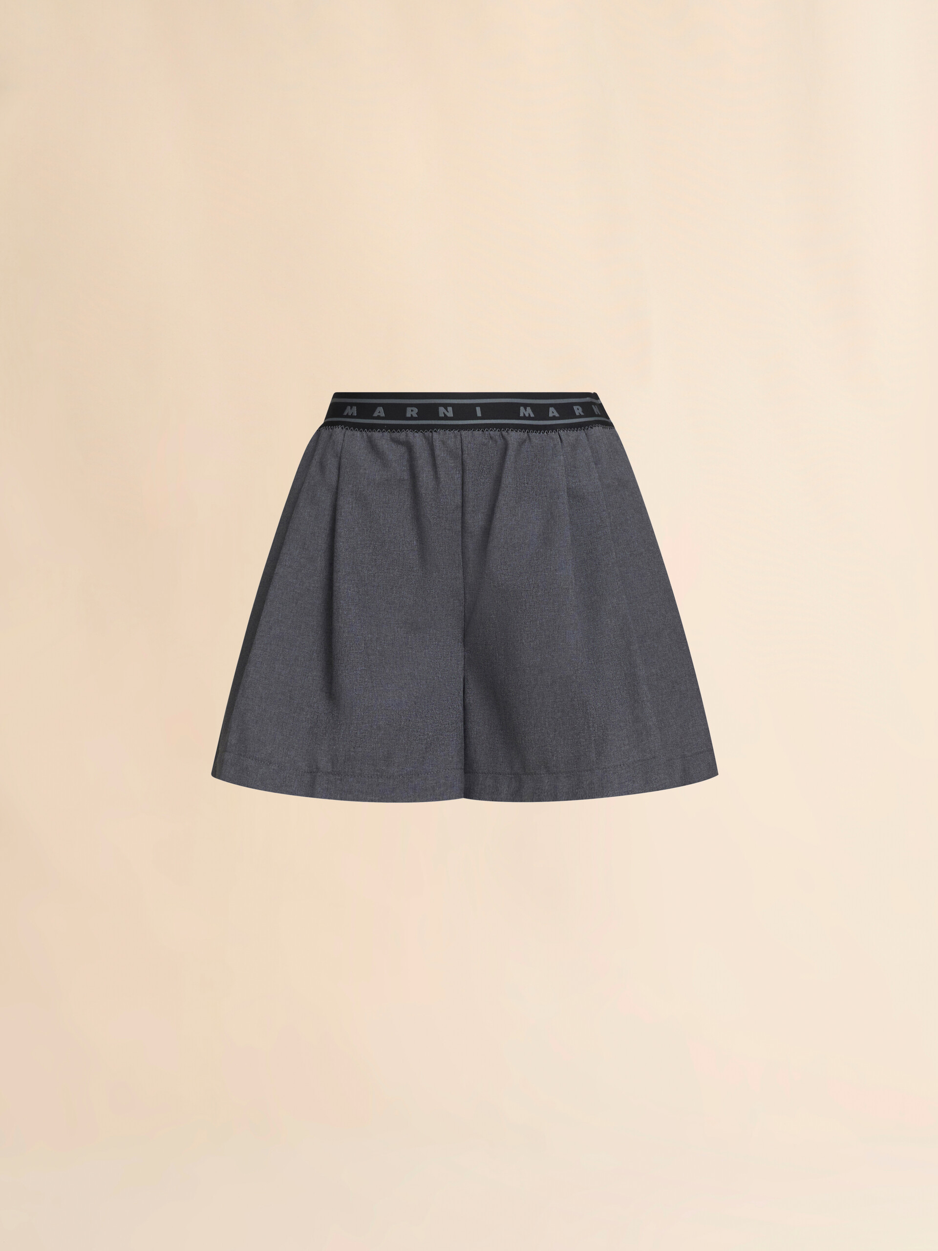 Grey wool shorts with Marni Symbol - Pants - Image 1