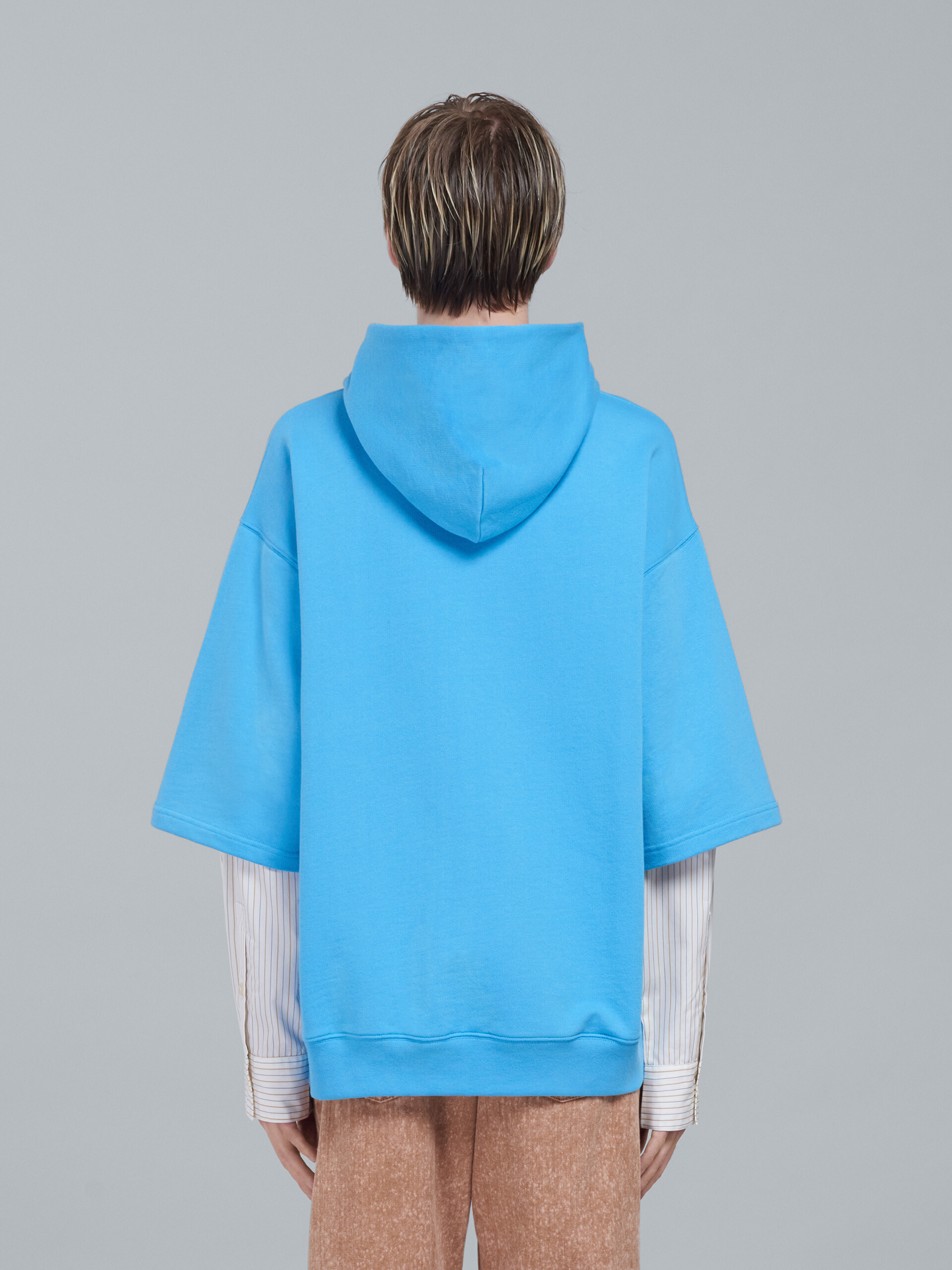 Blue bio cotton hooded sweatshirt - Sweaters - Image 3