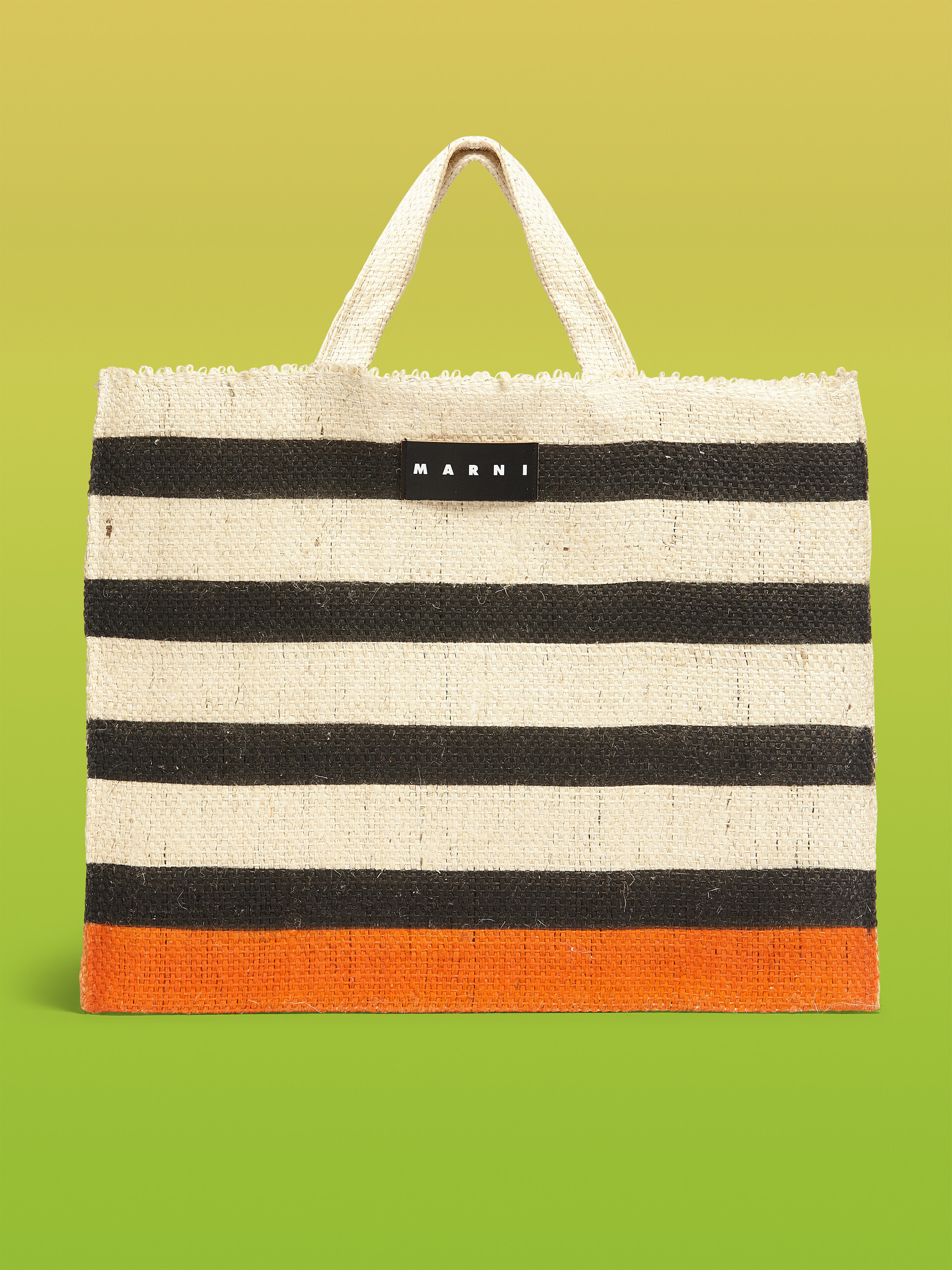 MARNI MARKET large bag in black and orange natural fiber - Bags - Image 1