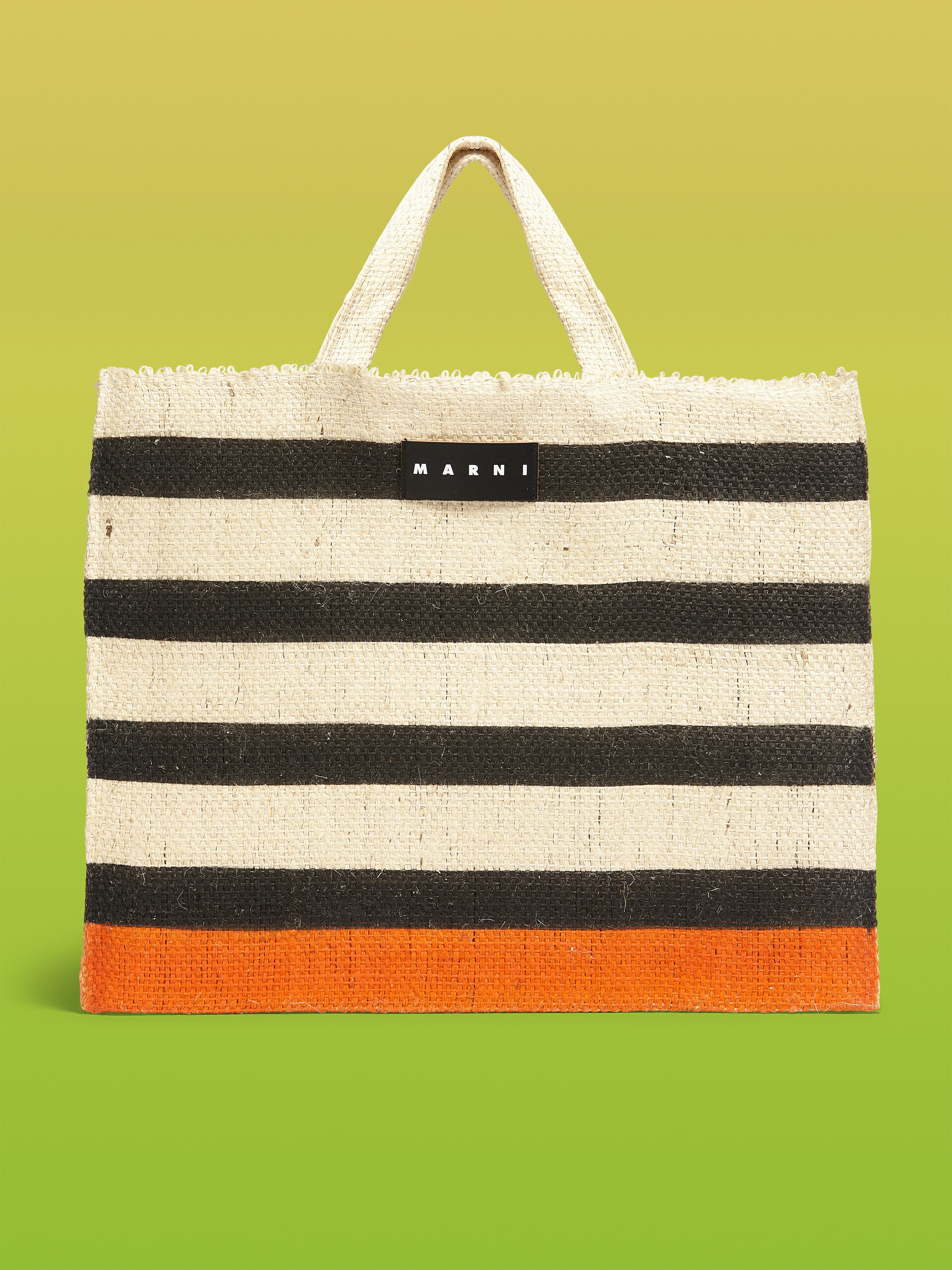 Grand sac MARNI MARKET CANAPA en fibres naturelles oranges et noires - Sacs cabas - Image 1